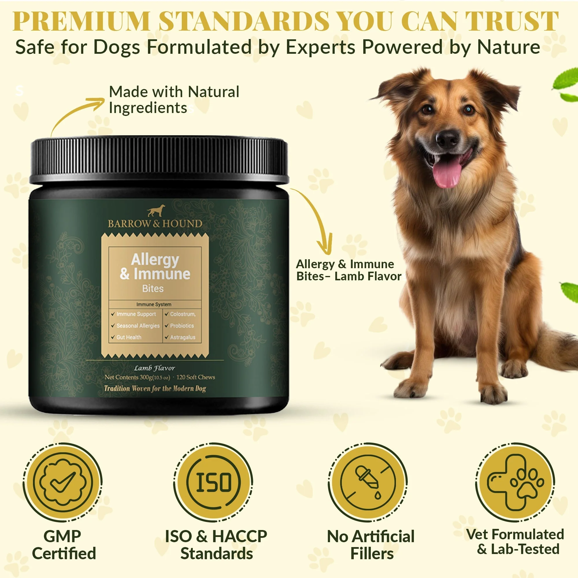 Allergy & Immune Bites for Dogs – Colostrum, Probiotics & Omega-3 – Seasonal Allergy & Itchy Skin Relief – Peanut Butter Flavor - Image 5