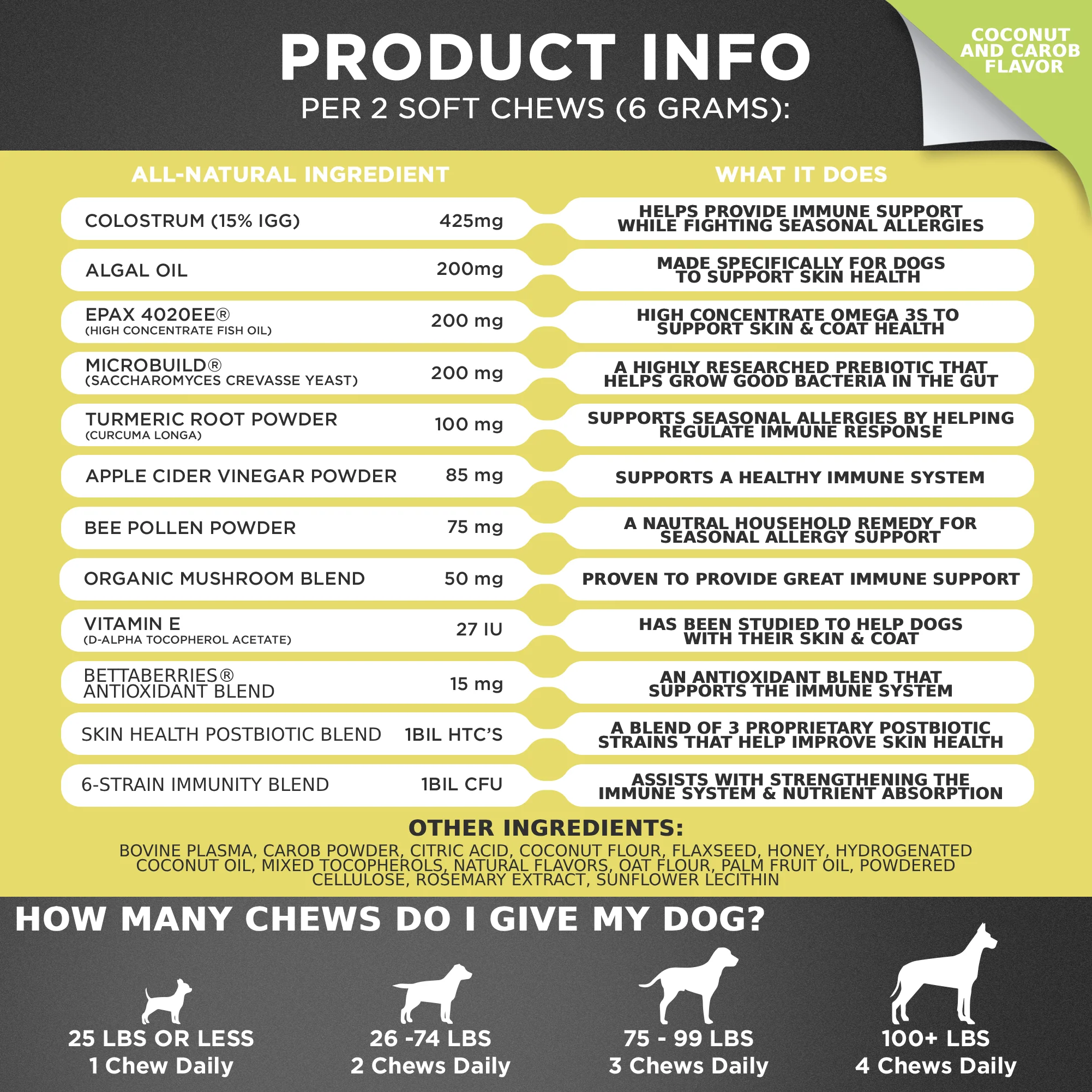 Allergy & Immune Support Chews for Dogs (Coconut & Carob Flavor) - Image 5