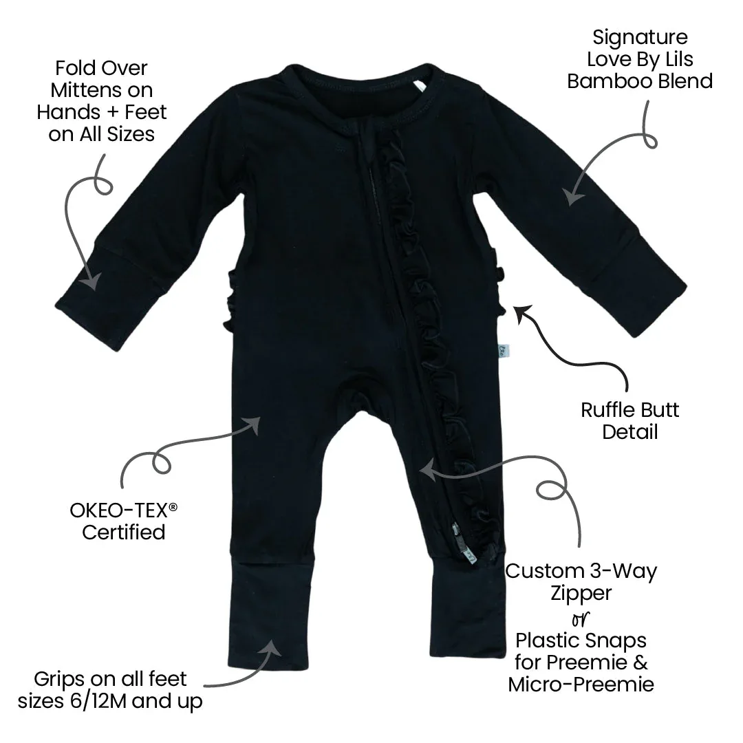 Allie Black Bamboo Ruffle Convertible Footie (2T-4T) - Image 2