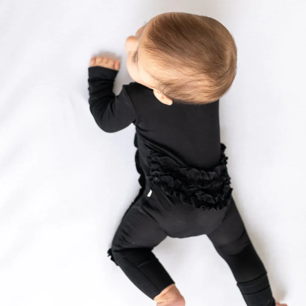 Allie Black Bamboo Ruffle Convertible Footie (2T-4T) - Image 4