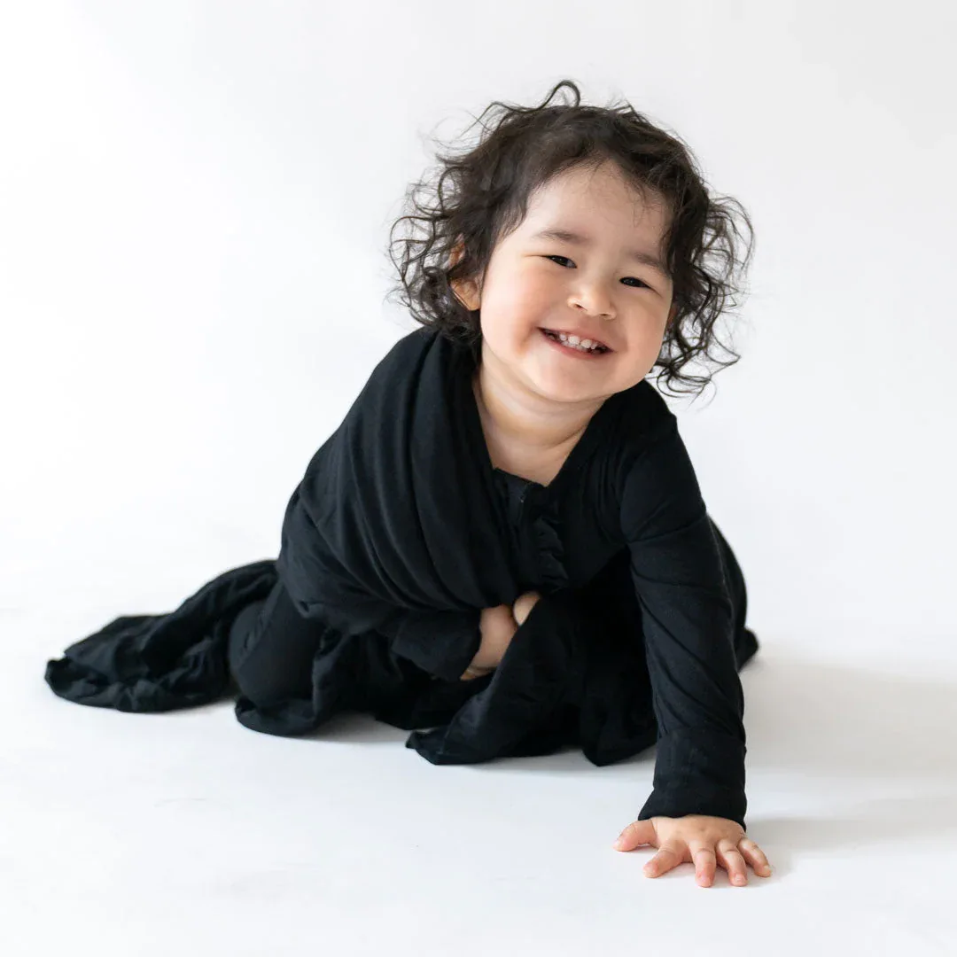 Allie Black Bamboo Ruffle Convertible Footie (2T-4T) - Image 6