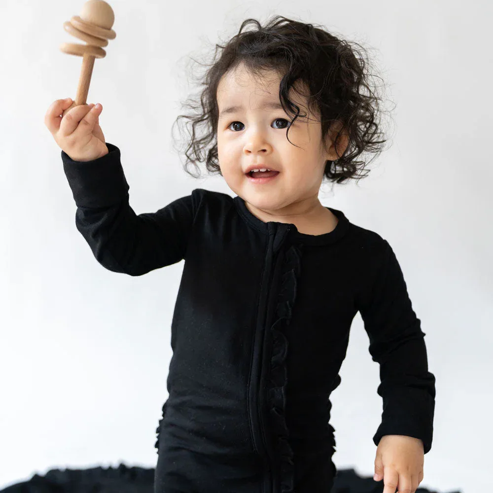 Allie Black Bamboo Ruffle Convertible Footie - Image 5