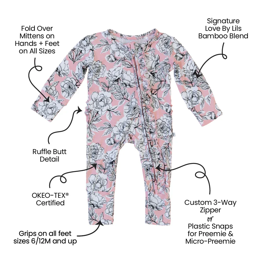 Allie Floral Bamboo Ruffle Convertible Footie - Image 2