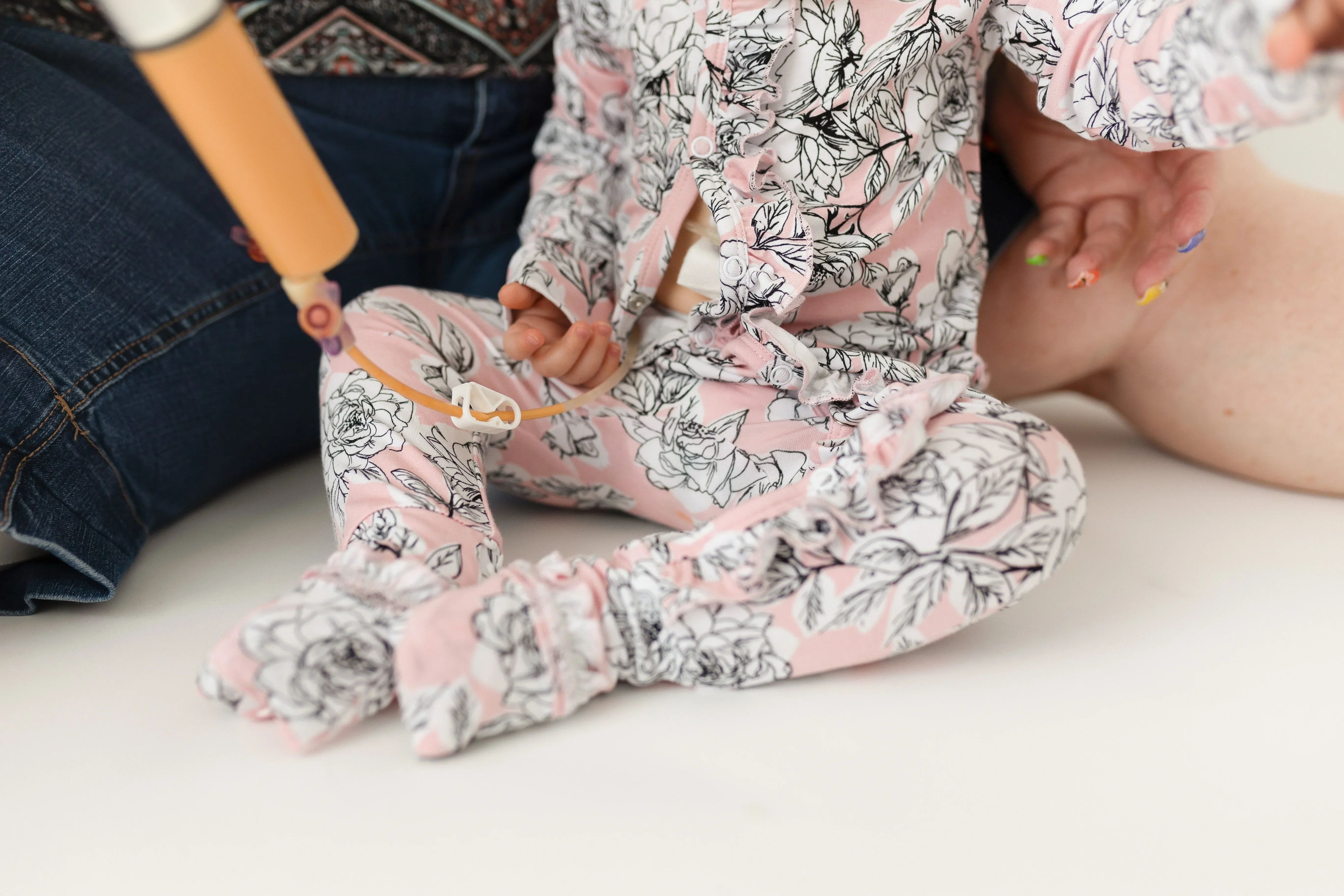 Allie Floral Bamboo Ruffle Convertible Footie (2T-4T) - Image 4