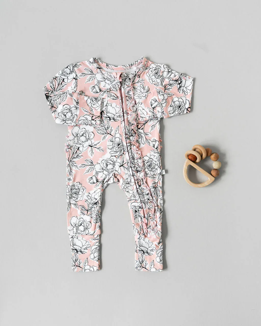 Allie Floral Bamboo Ruffle Convertible Footie - Image 5