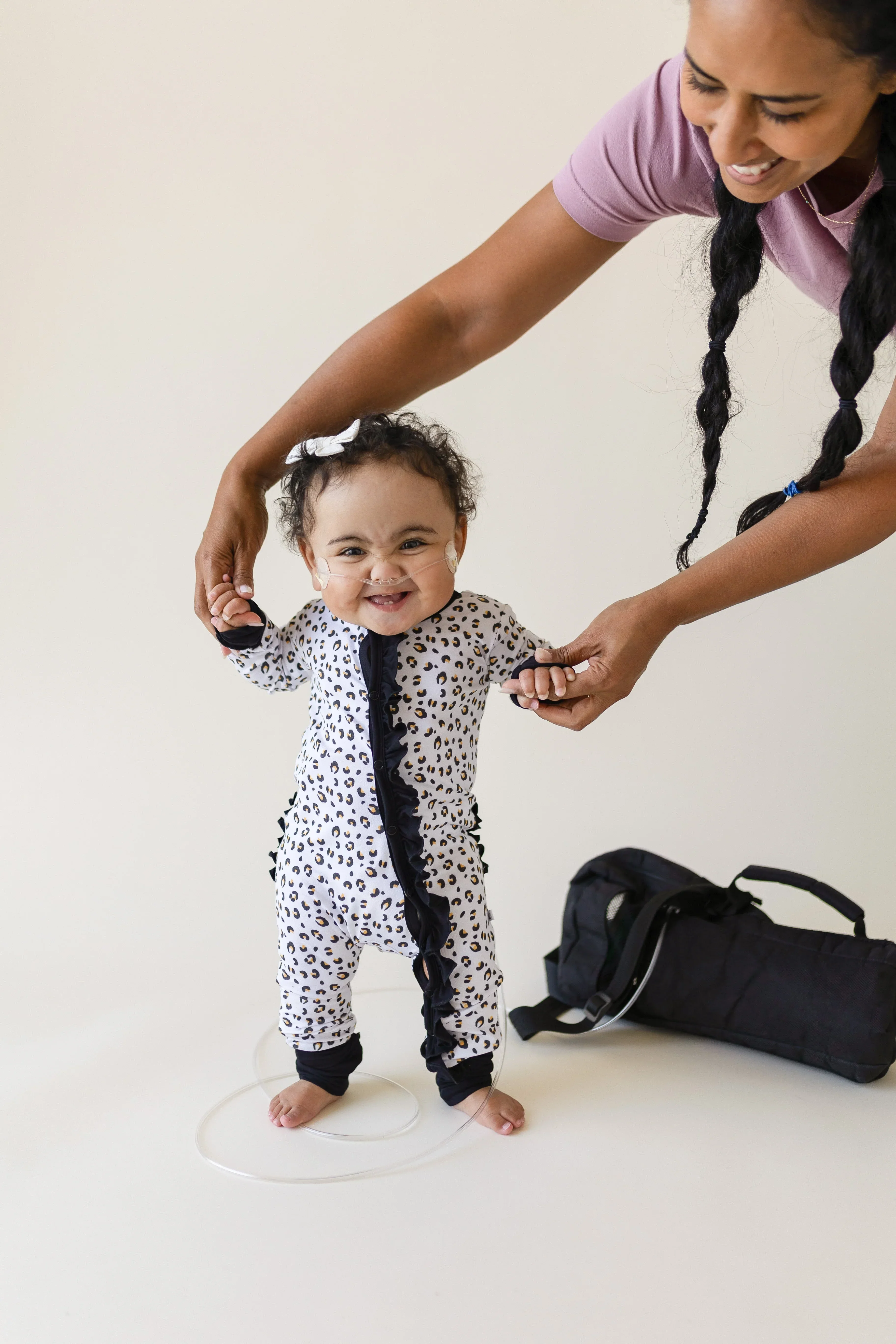 Allie Leopard Bamboo Ruffle Convertible Footie (2T-4T) - Image 3