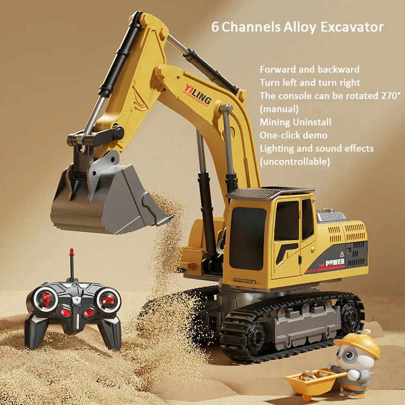 Alloy Remote Control Excavator Toy Car with Lights Sound Effect Electric Excavator Automobile Engineering Vehicle Children Gifts - Image 10