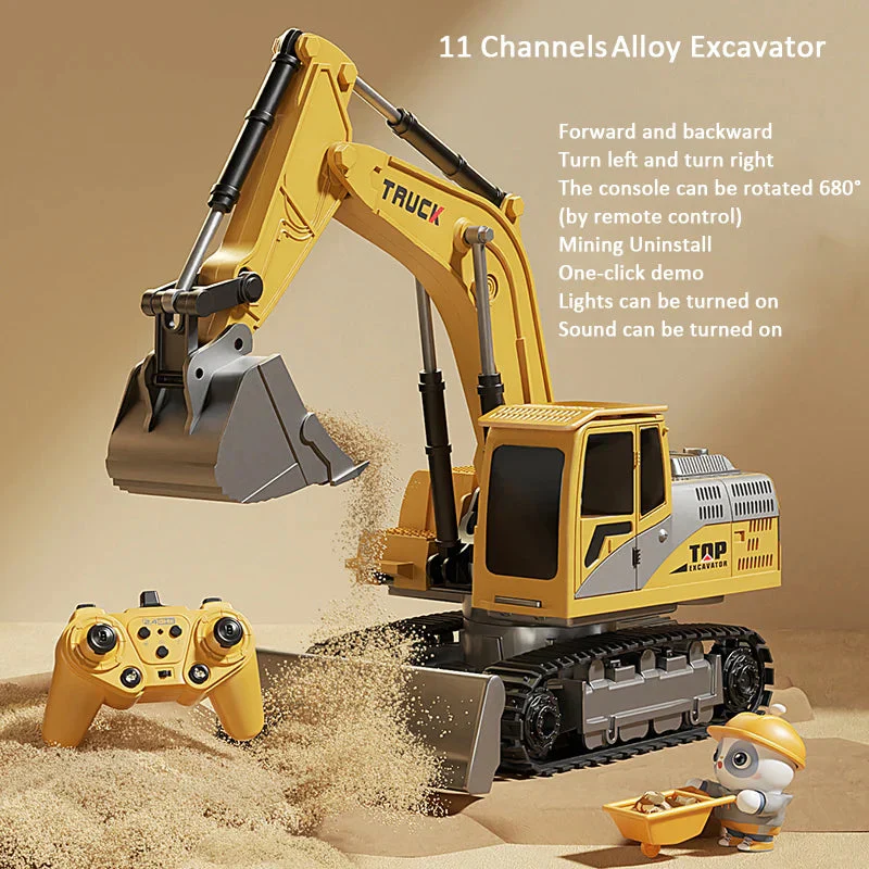 Alloy Remote Control Excavator Toy Car with Lights Sound Effect Electric Excavator Automobile Engineering Vehicle Children Gifts - Image 11
