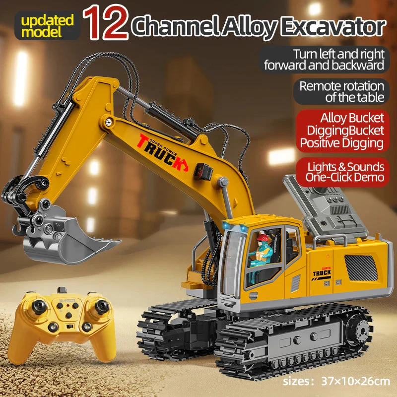 Alloy Remote Control Excavator Toy Car with Lights Sound Effect Electric Excavator Automobile Engineering Vehicle Children Gifts - Image 14