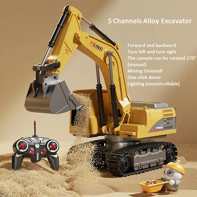 Alloy Remote Control Excavator Toy Car with Lights Sound Effect Electric Excavator Automobile Engineering Vehicle Children Gifts - Image 16