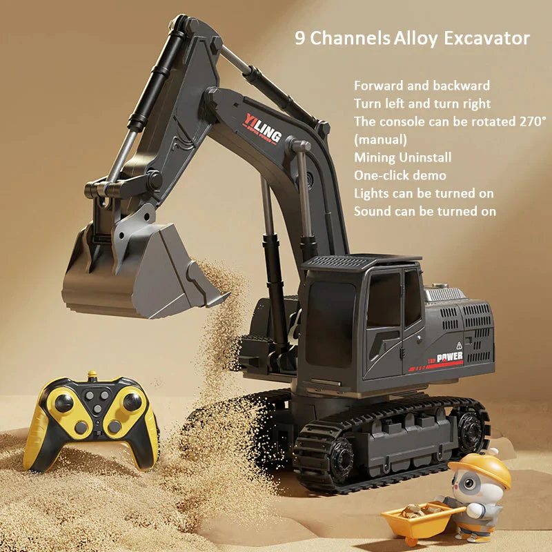 Alloy Remote Control Excavator Toy Car with Lights Sound Effect Electric Excavator Automobile Engineering Vehicle Children Gifts - Image 17