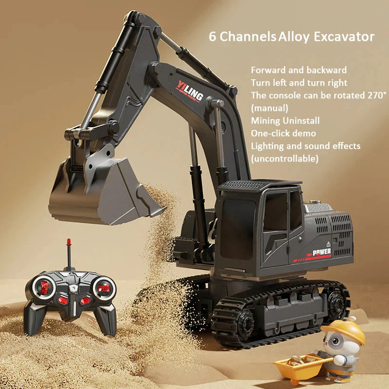 Alloy Remote Control Excavator Toy Car with Lights Sound Effect Electric Excavator Automobile Engineering Vehicle Children Gifts - Image 7
