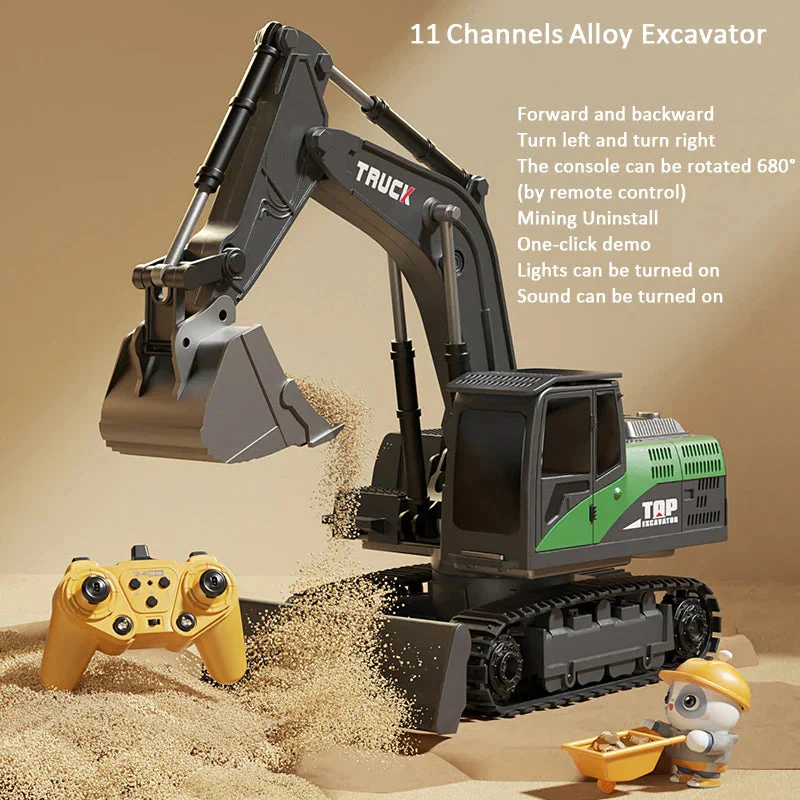 Alloy Remote Control Excavator Toy Car with Lights Sound Effect Electric Excavator Automobile Engineering Vehicle Children Gifts - Image 8
