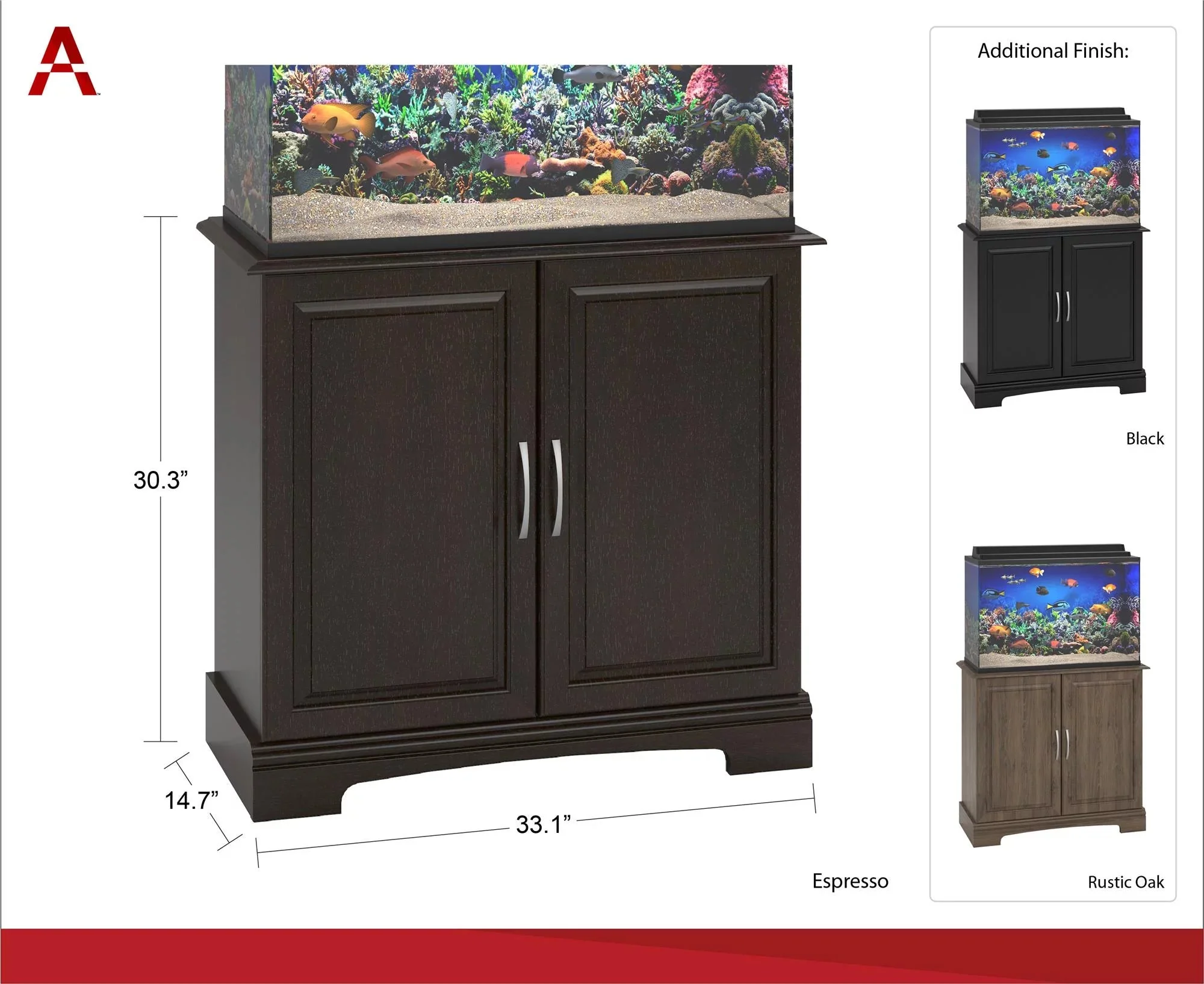 Alta Vista 29 - 37 Gallon Aquarium Stand, Rustic Oak - Image 6