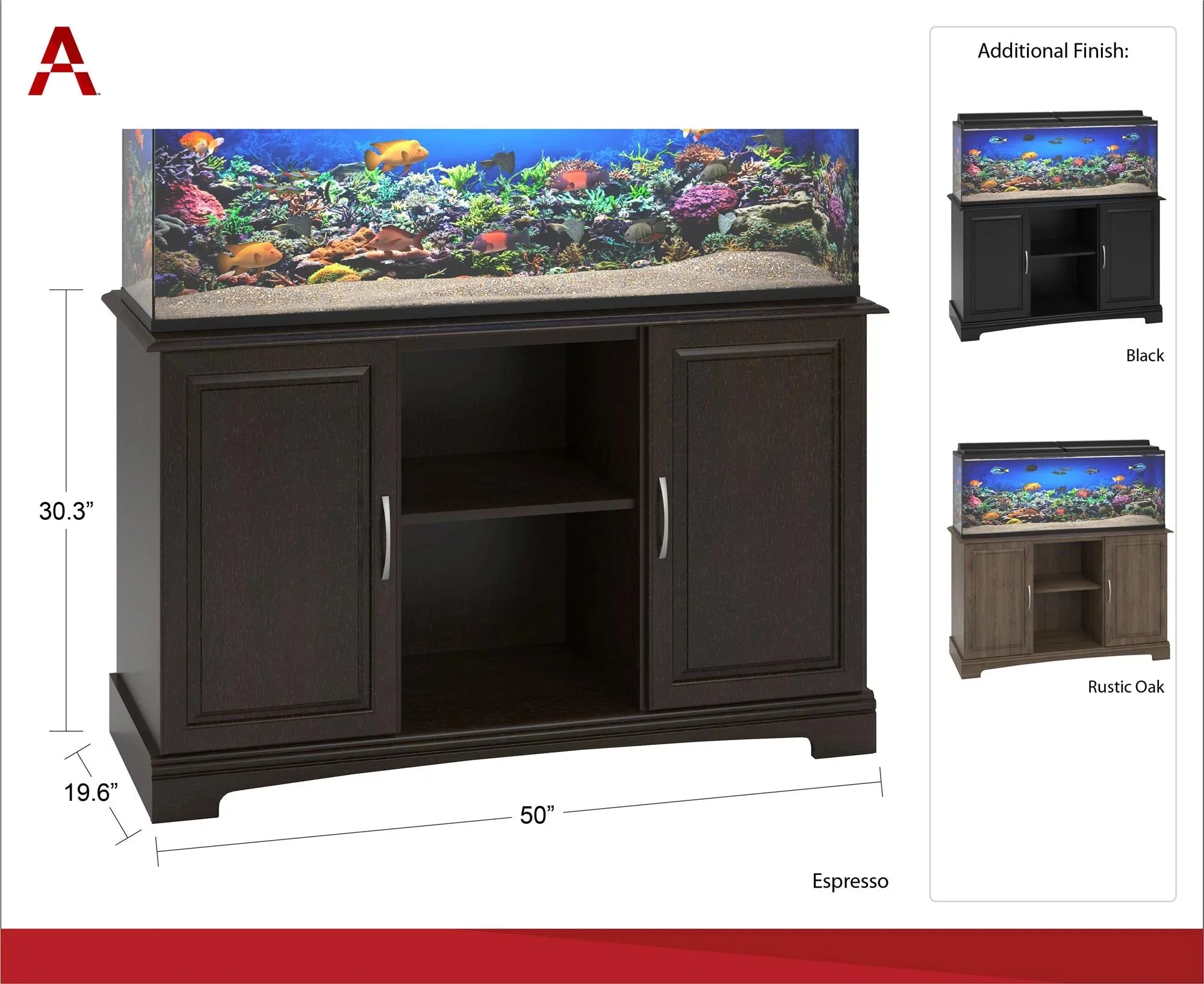 Alta Vista 50 - 75 Gallon Aquarium Stand, Rustic Oak - Image 3