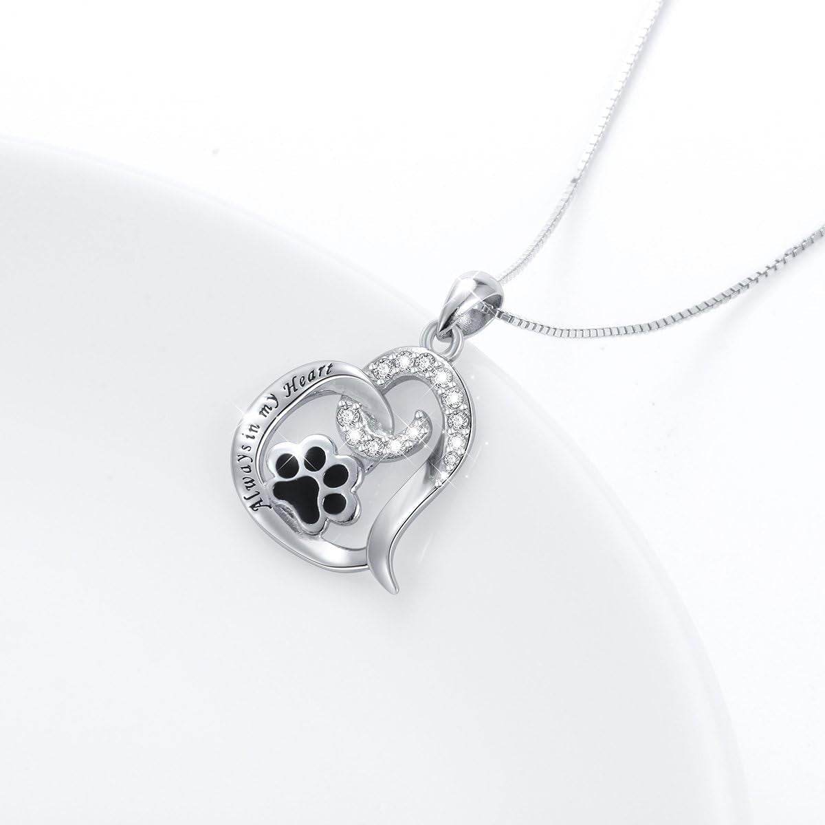 Always in My Heart Paw Print Necklace – Pet Memorial Gift - Image 3