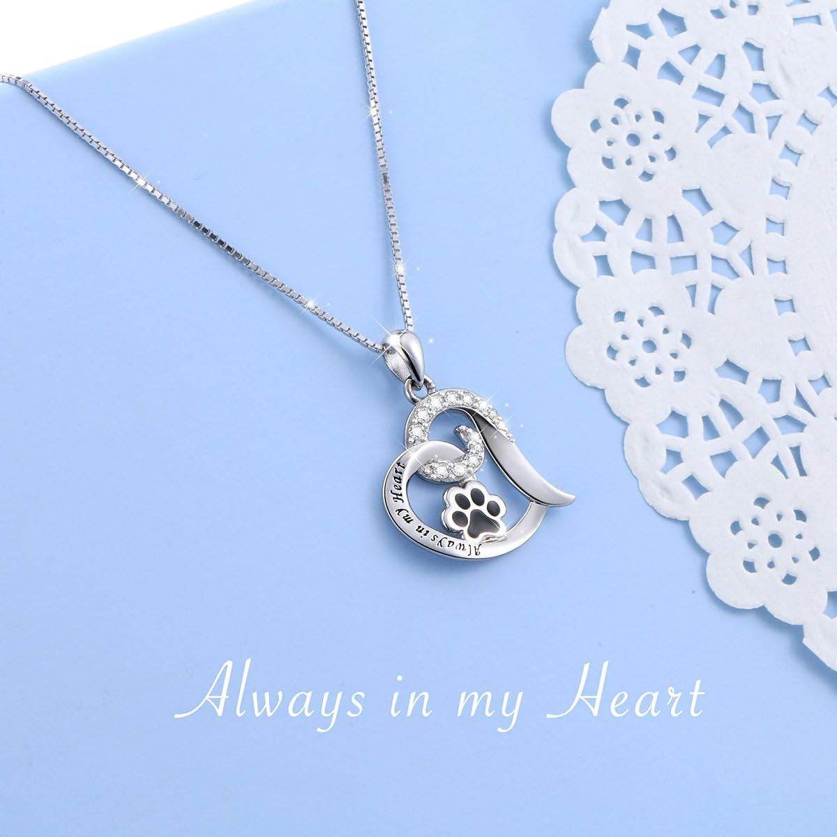 Always in My Heart Paw Print Necklace – Pet Memorial Gift - Image 4