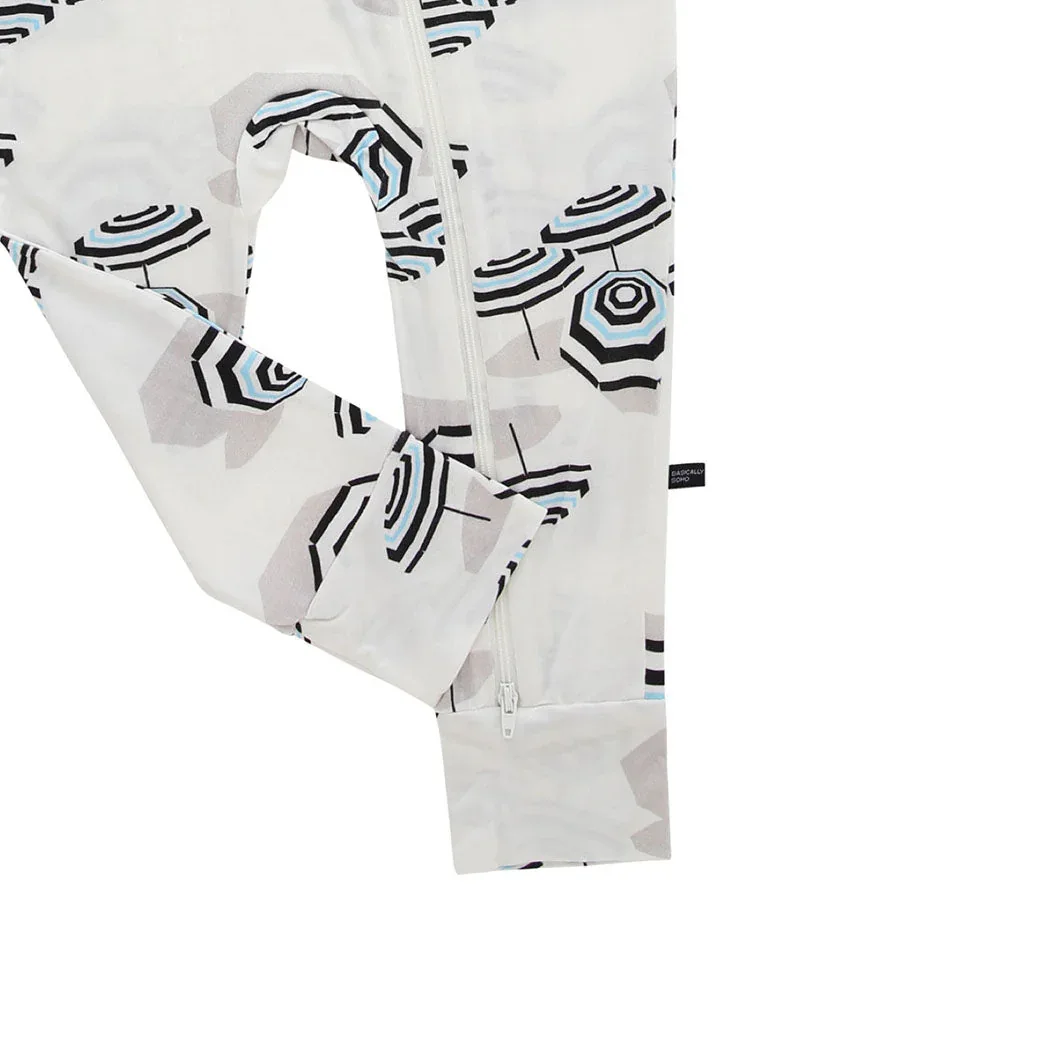 Amalfi Coast Beach Umbrella Black and White Zippered Romper - Image 4