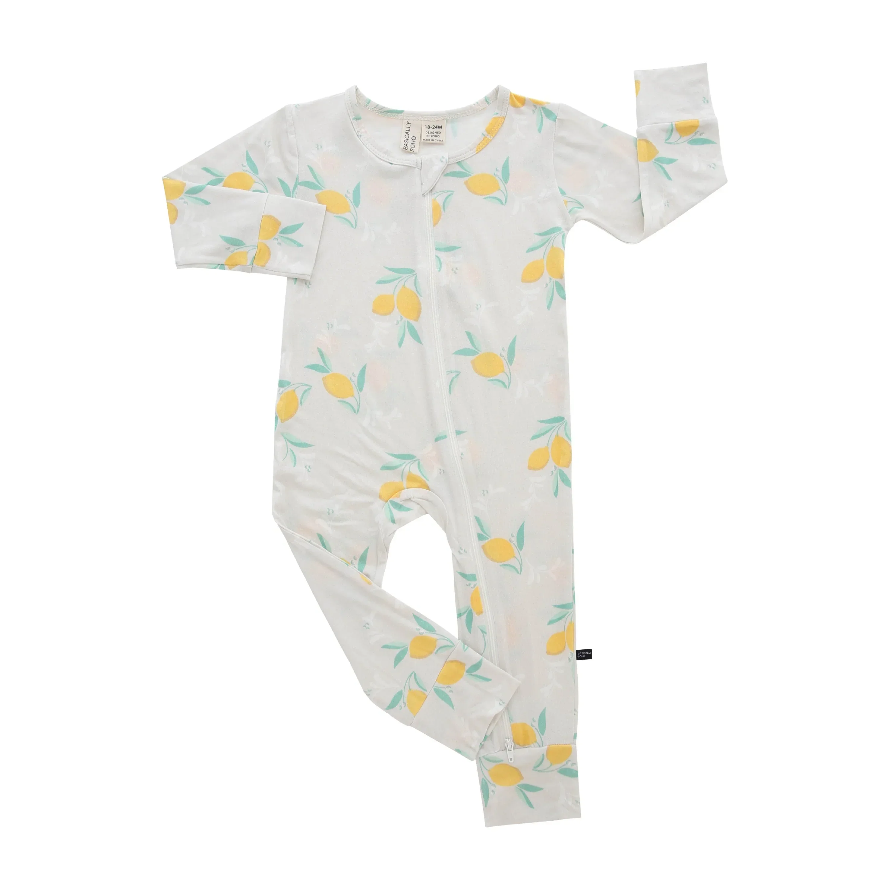 Amalfi Coast Lemon Gray Zippered Romper - Image 3