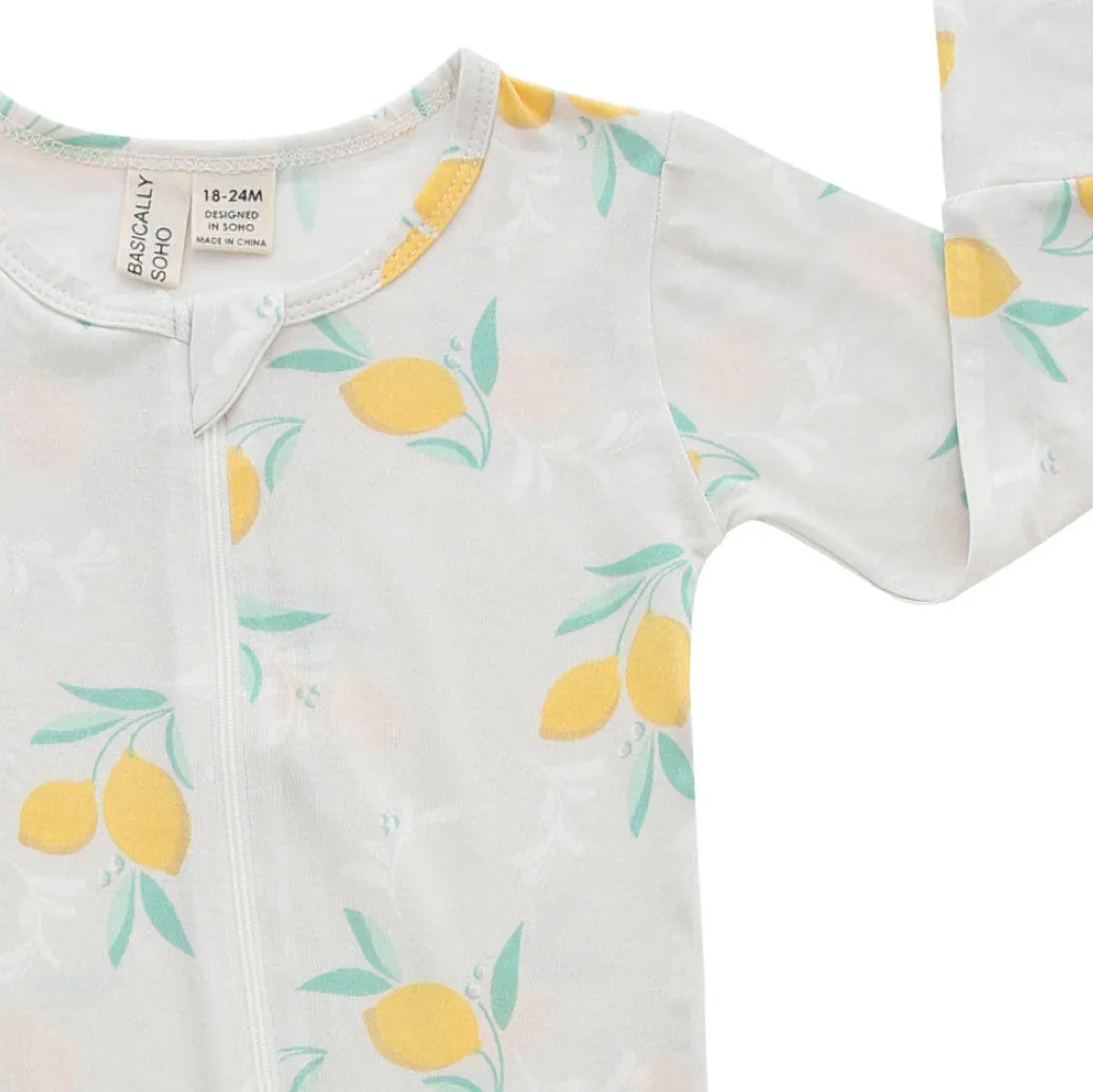 Amalfi Coast Lemon Gray Zippered Romper - Image 5