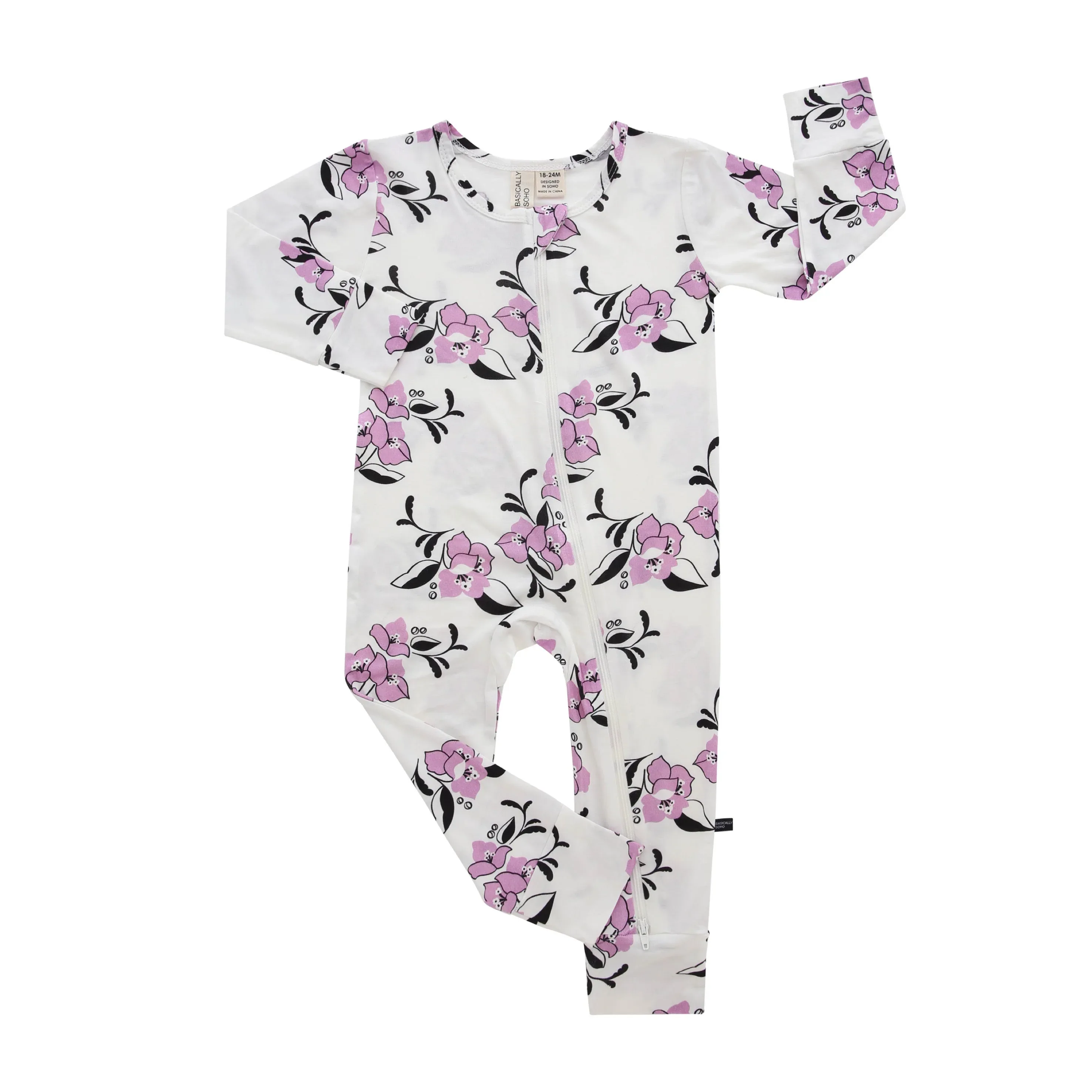Amalfi Coast Purple Flower Zippered Romper - Image 3