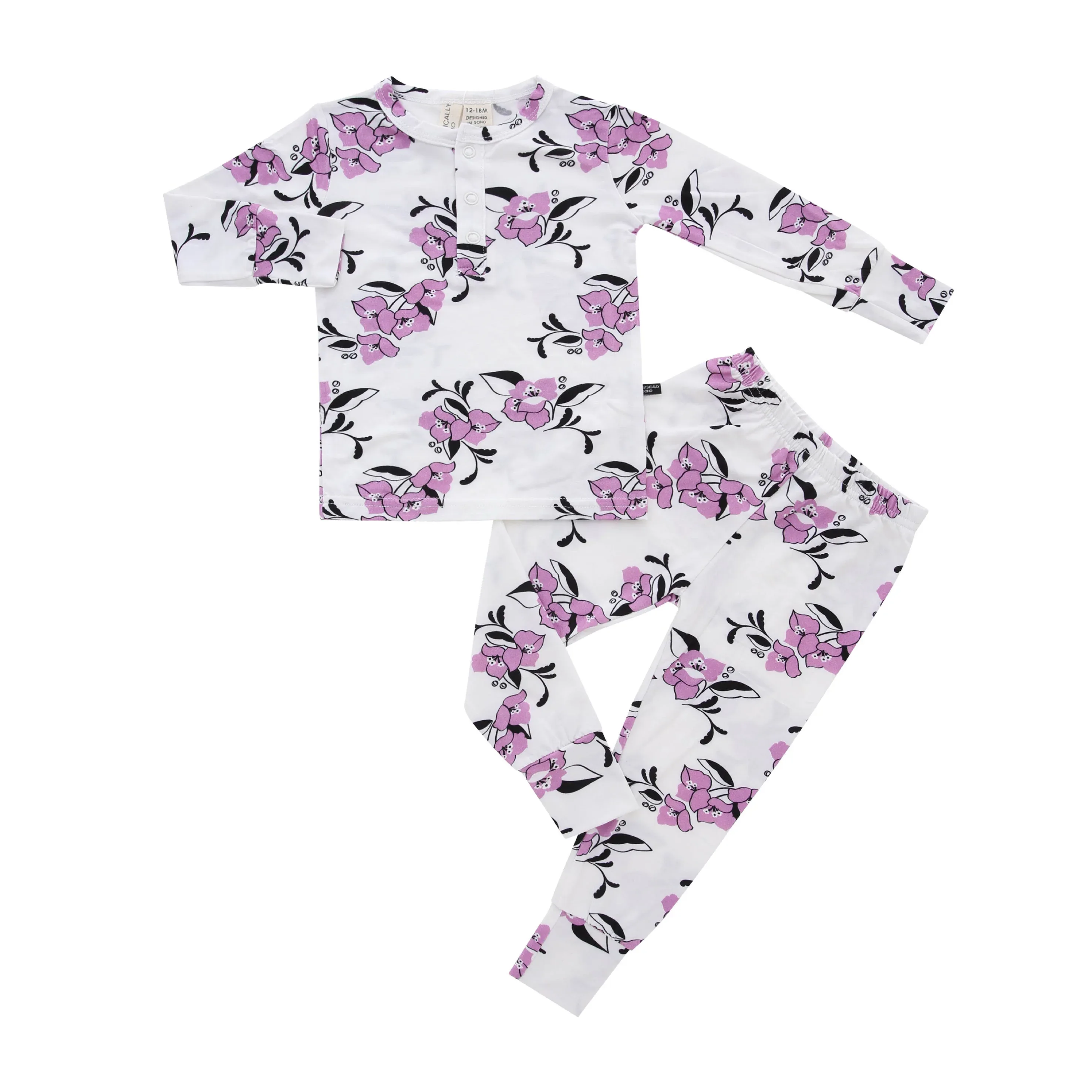 Amalfi Coast Purple Flowers White Two-Piece Set - Image 3
