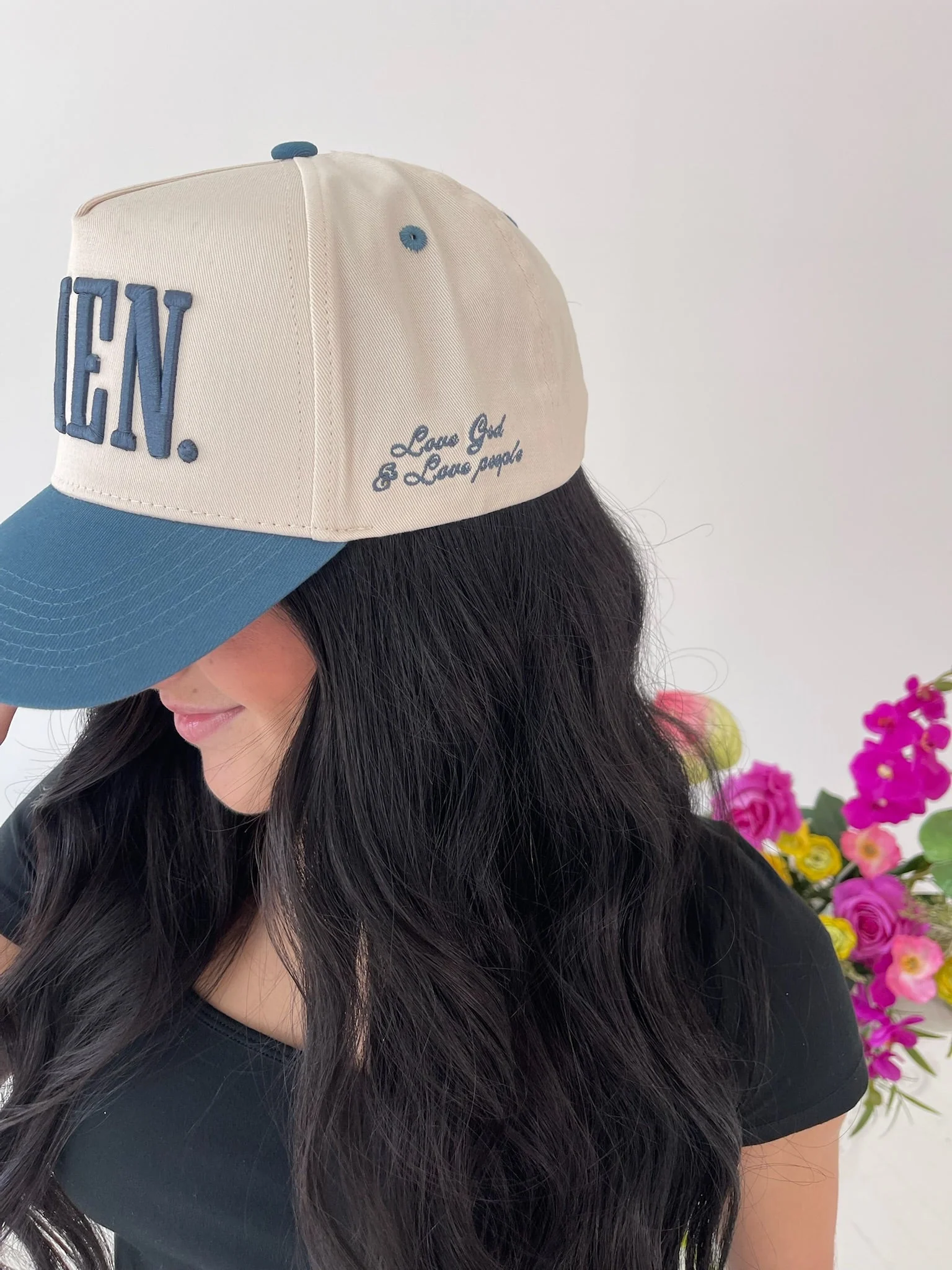 AMEN. - Slate Blue Vintage Trucker Hat - Image 4