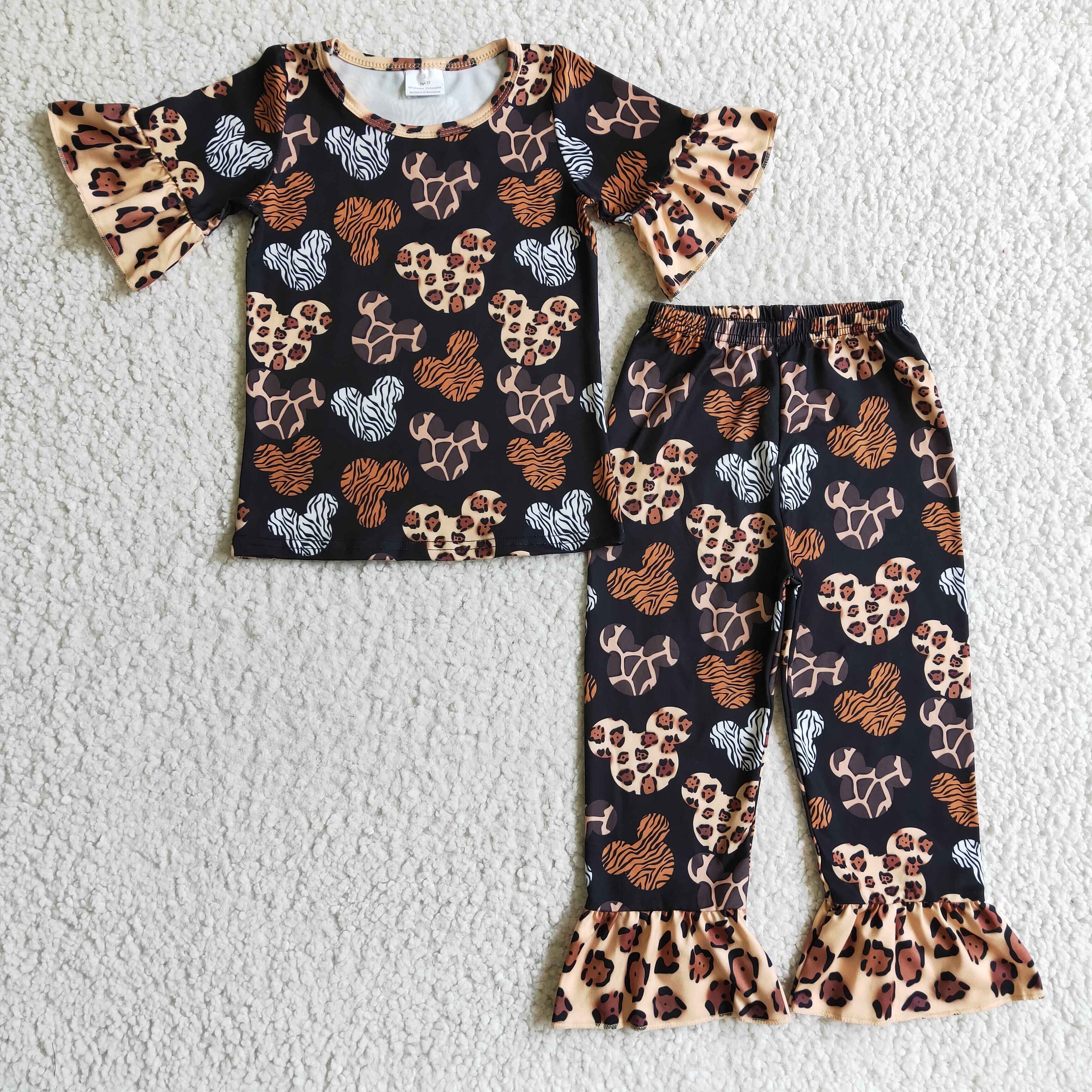 Animal print mouse short sleeves girls pajamas - Image 2