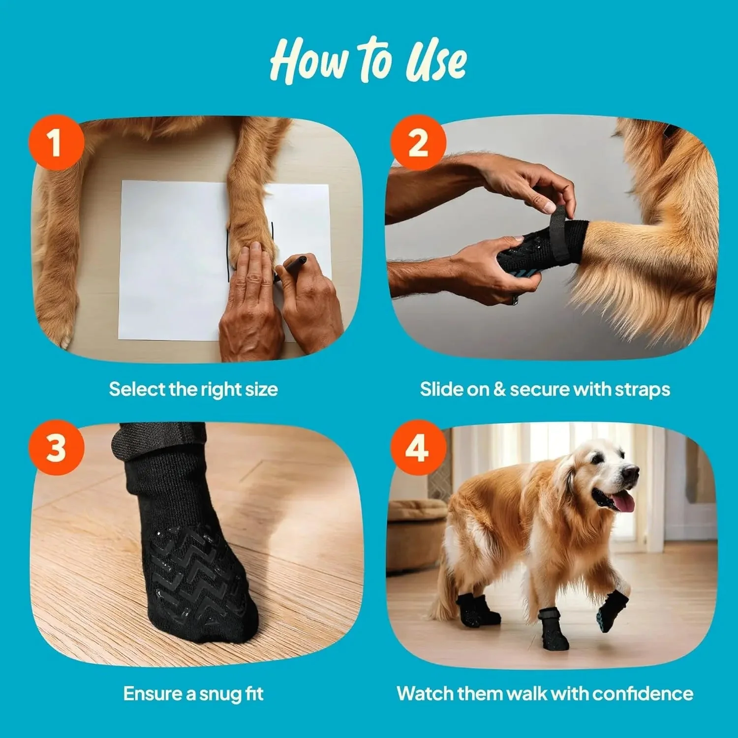Anti-Slip Dog Socks with Straps, Breathable & Washable – 4 Pack (XS–XXL) - Image 5