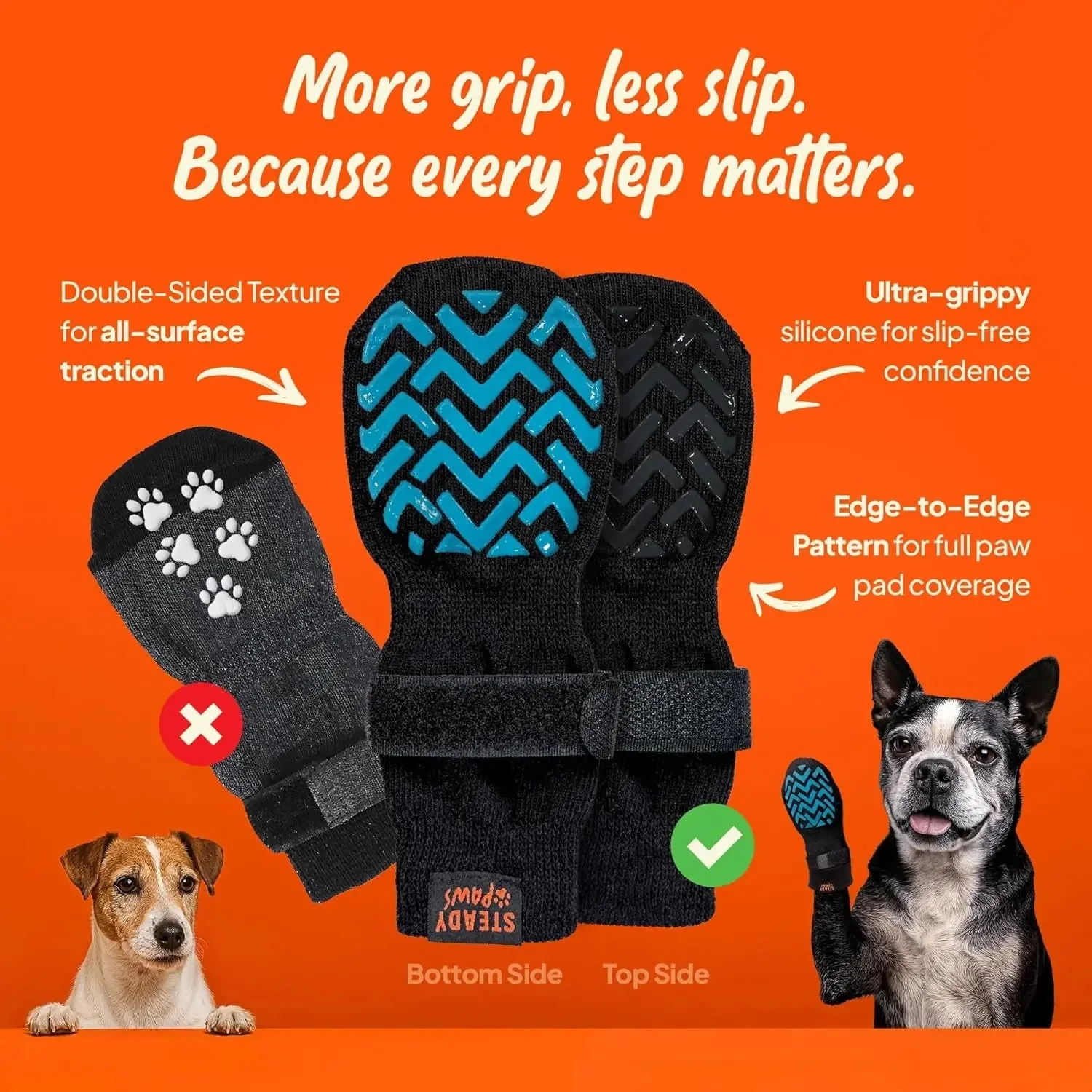 Anti-Slip Dog Socks with Straps, Breathable & Washable – 4 Pack (XS–XXL) - Image 7