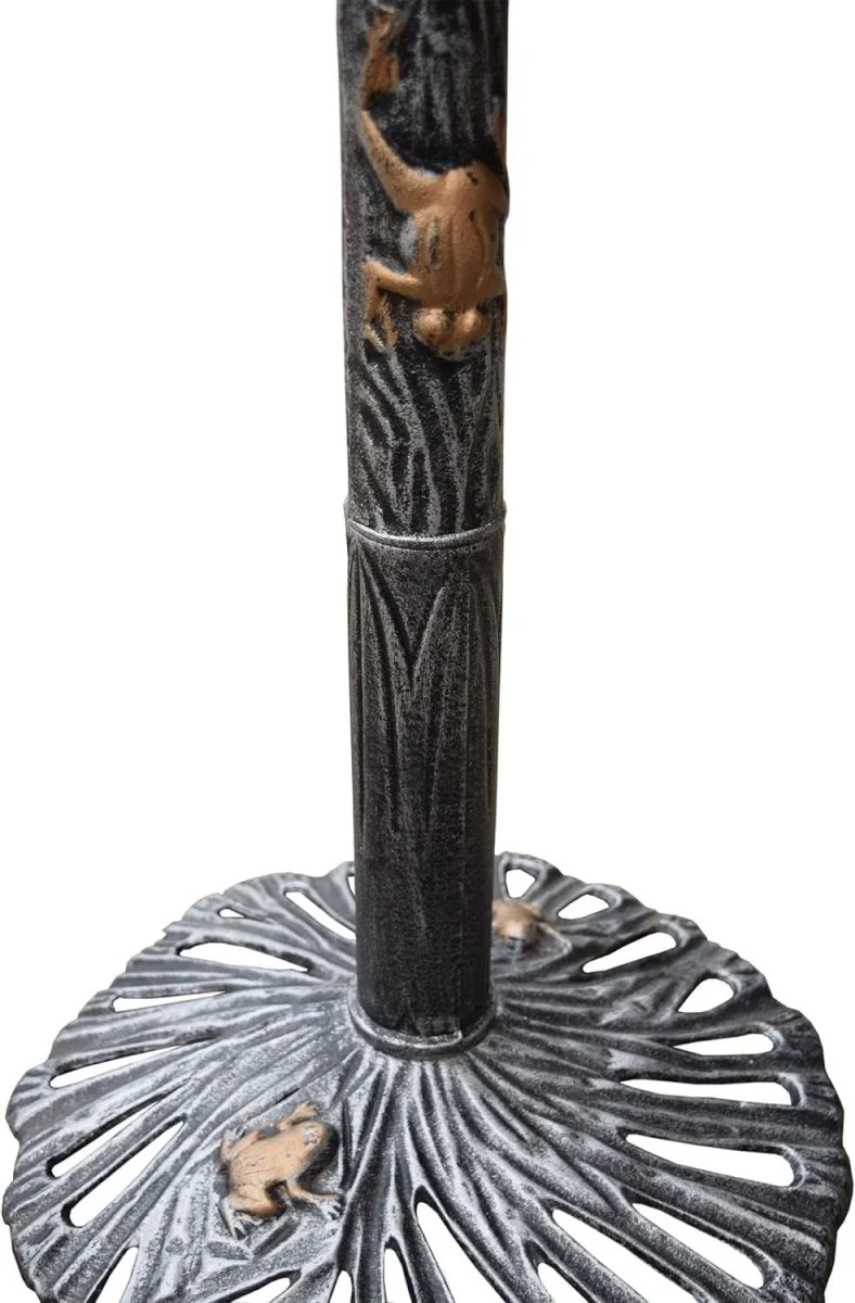 Antique Pewter Sunflower Design Aluminum Birdbath, Silver - Image 5
