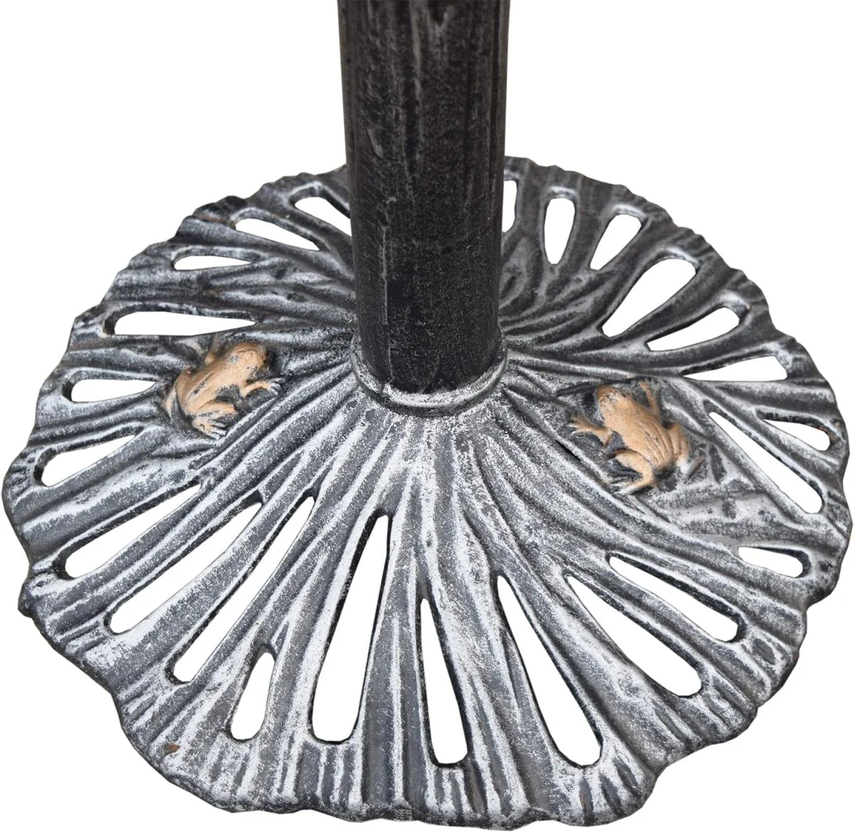 Antique Pewter Sunflower Design Aluminum Birdbath, Silver - Image 6