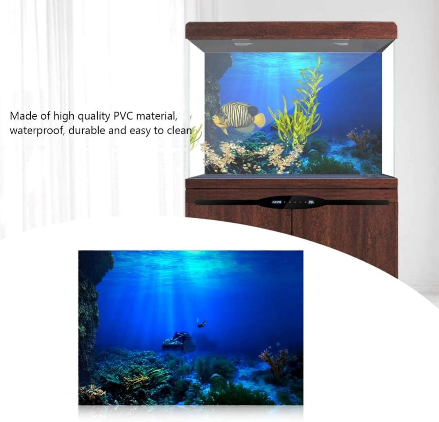 Aquarium Poster, Effect Underwater Background Sticker Thicken PVC Adhesive Static Cling Backdrop Fish Decorative Paper(61×30Cm) - Image 3