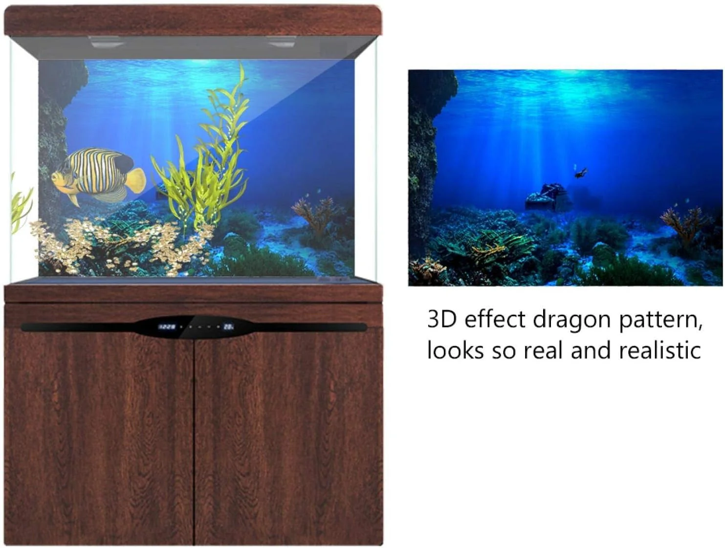 Aquarium Poster, Effect Underwater Background Sticker Thicken PVC Adhesive Static Cling Backdrop Fish Decorative Paper(61×30Cm) - Image 4