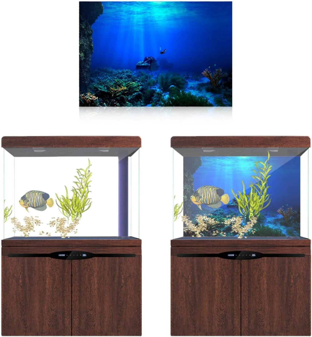 Aquarium Poster, Effect Underwater Background Sticker Thicken PVC Adhesive Static Cling Backdrop Fish Decorative Paper(61×30Cm) - Image 5