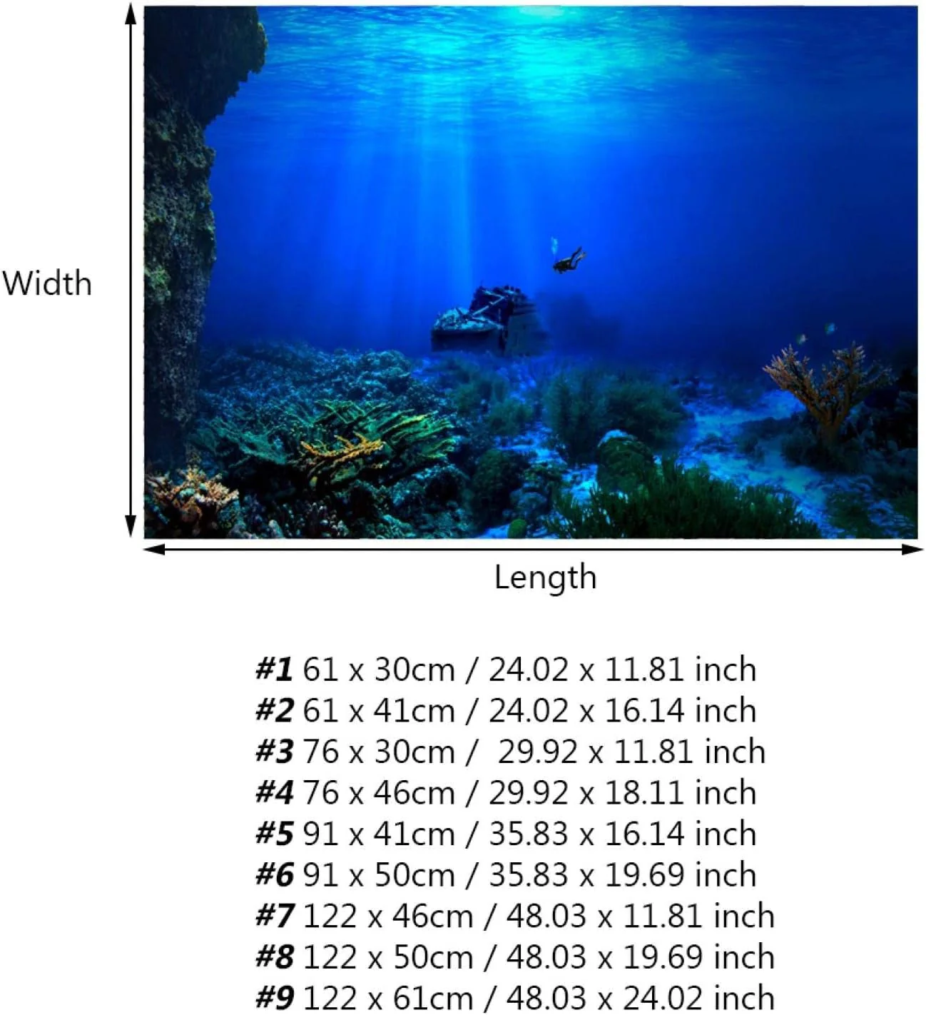 Aquarium Poster, Effect Underwater Background Sticker Thicken PVC Adhesive Static Cling Backdrop Fish Decorative Paper(61×30Cm) - Image 7