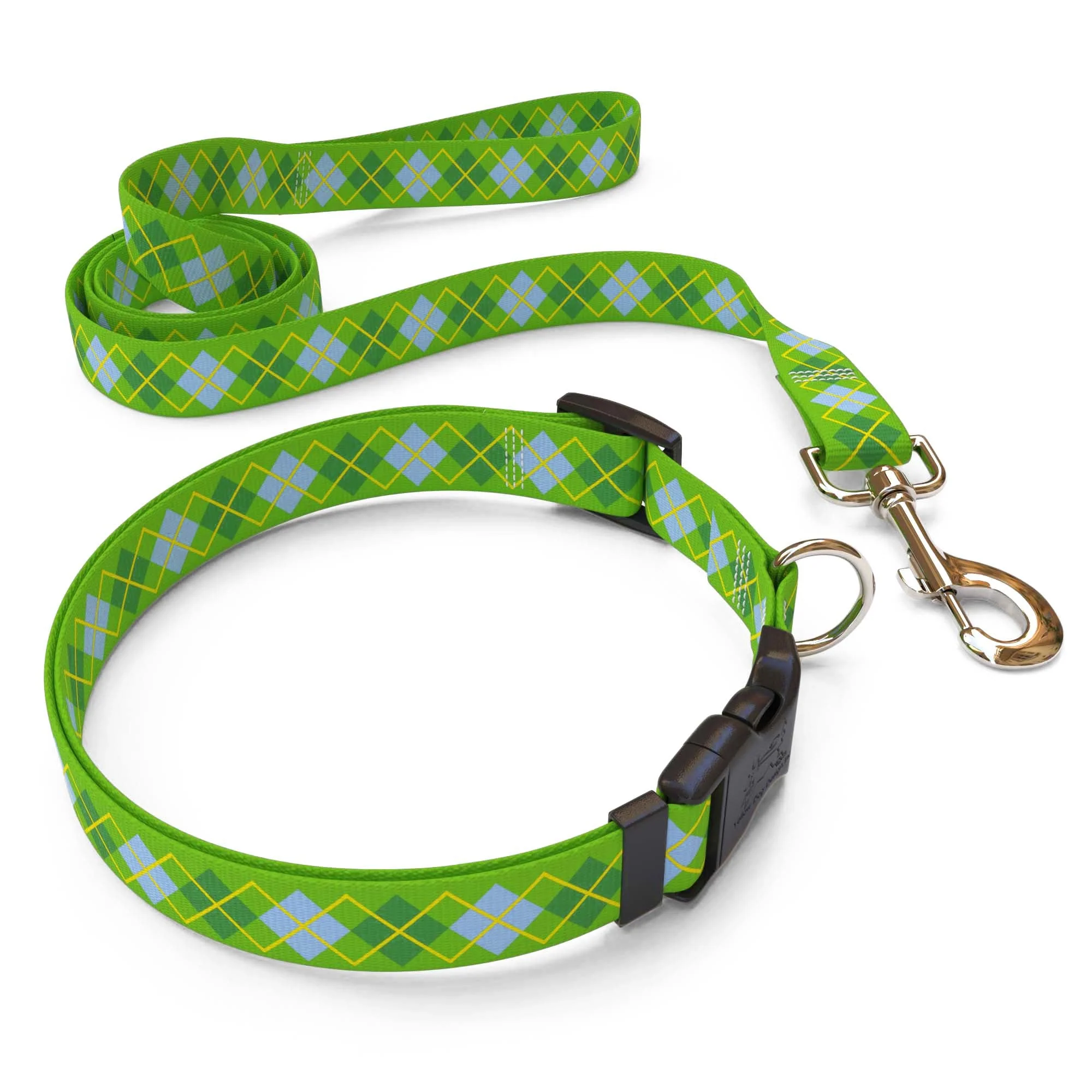 Argyle Lime Dog Collar - Image 4