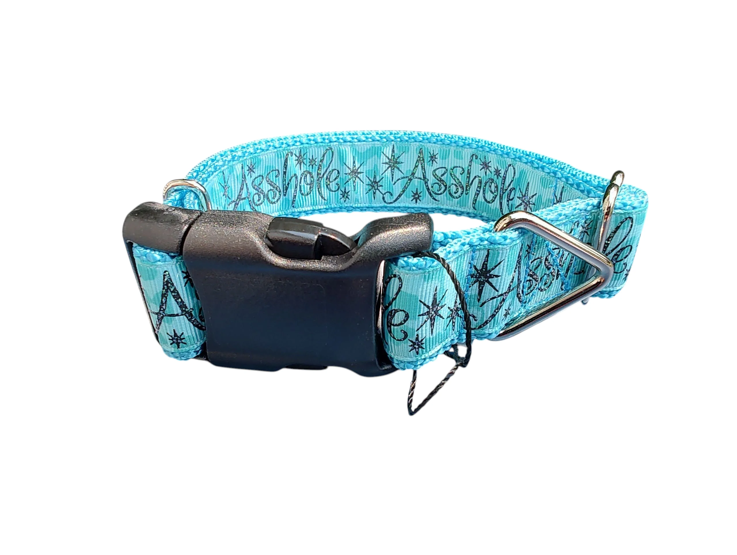 Asshole Blue Green Nylon Dog Collar - Image 2