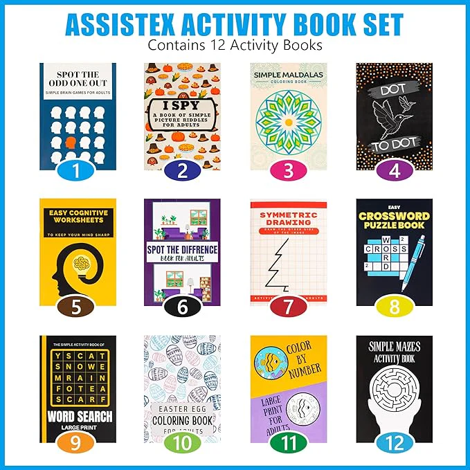 Assistex Large Print Activity Book Set for Seniors - Easy Activity Puzzle Book Set for Memory Loss - Fun and Engaging Word Puzzle Books for Dementia Patients and Elderly Adults - Image 2