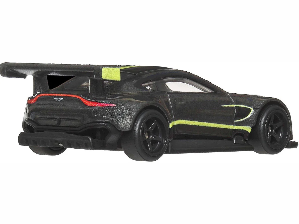 Aston Martin Vantage GTE Dark Gray Metallic with Lime Green Stripes "Euro Speed" Series Diecast Model Car by Hot Wheels - Image 2