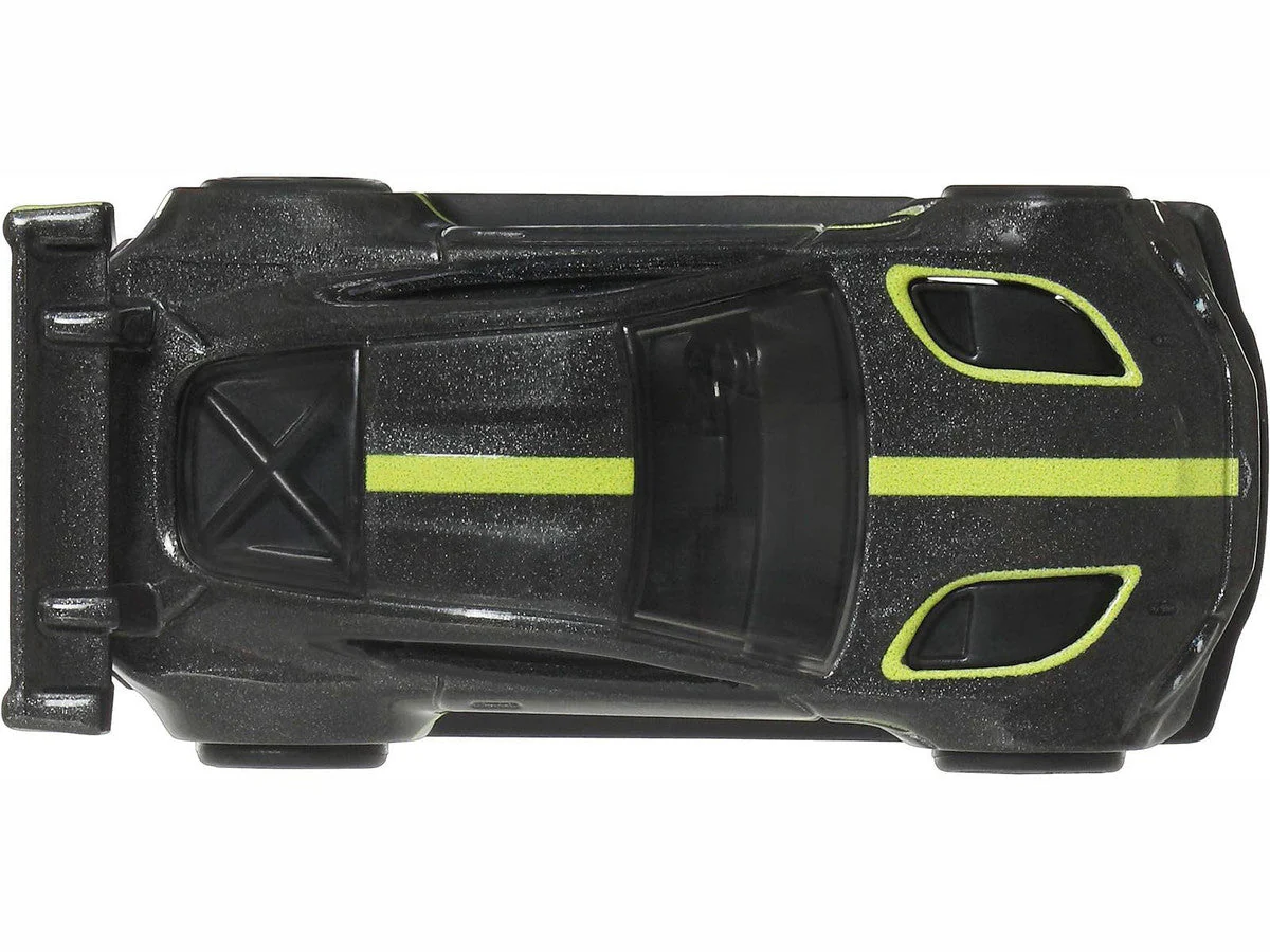 Aston Martin Vantage GTE Dark Gray Metallic with Lime Green Stripes "Euro Speed" Series Diecast Model Car by Hot Wheels - Image 3