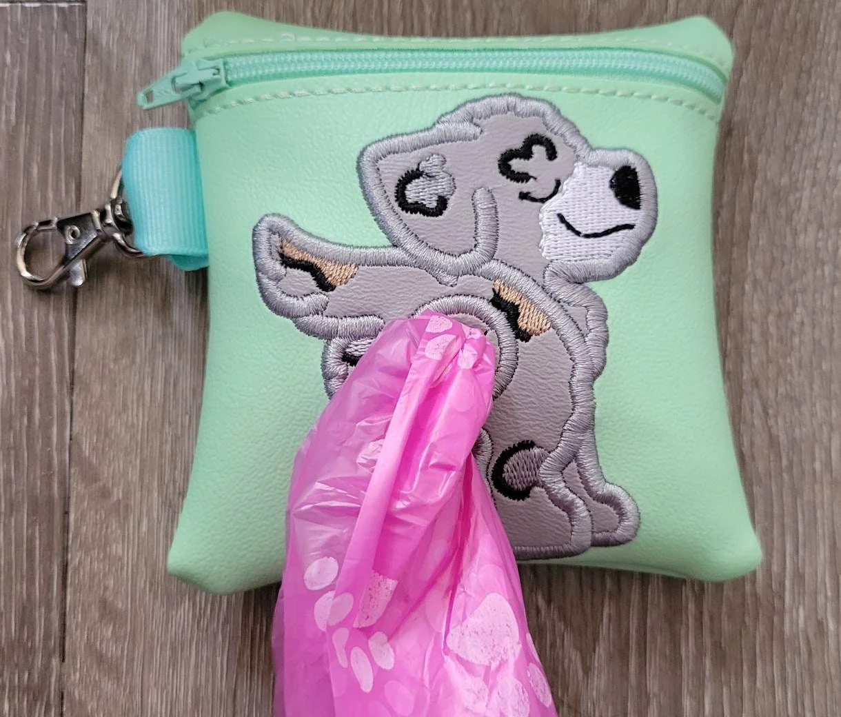 Aussie Doodle Poop Bag Pouch - gift for dog lover - Zippered poop bag holder- Gift for Dog Walker - veterinarian - dog groomer