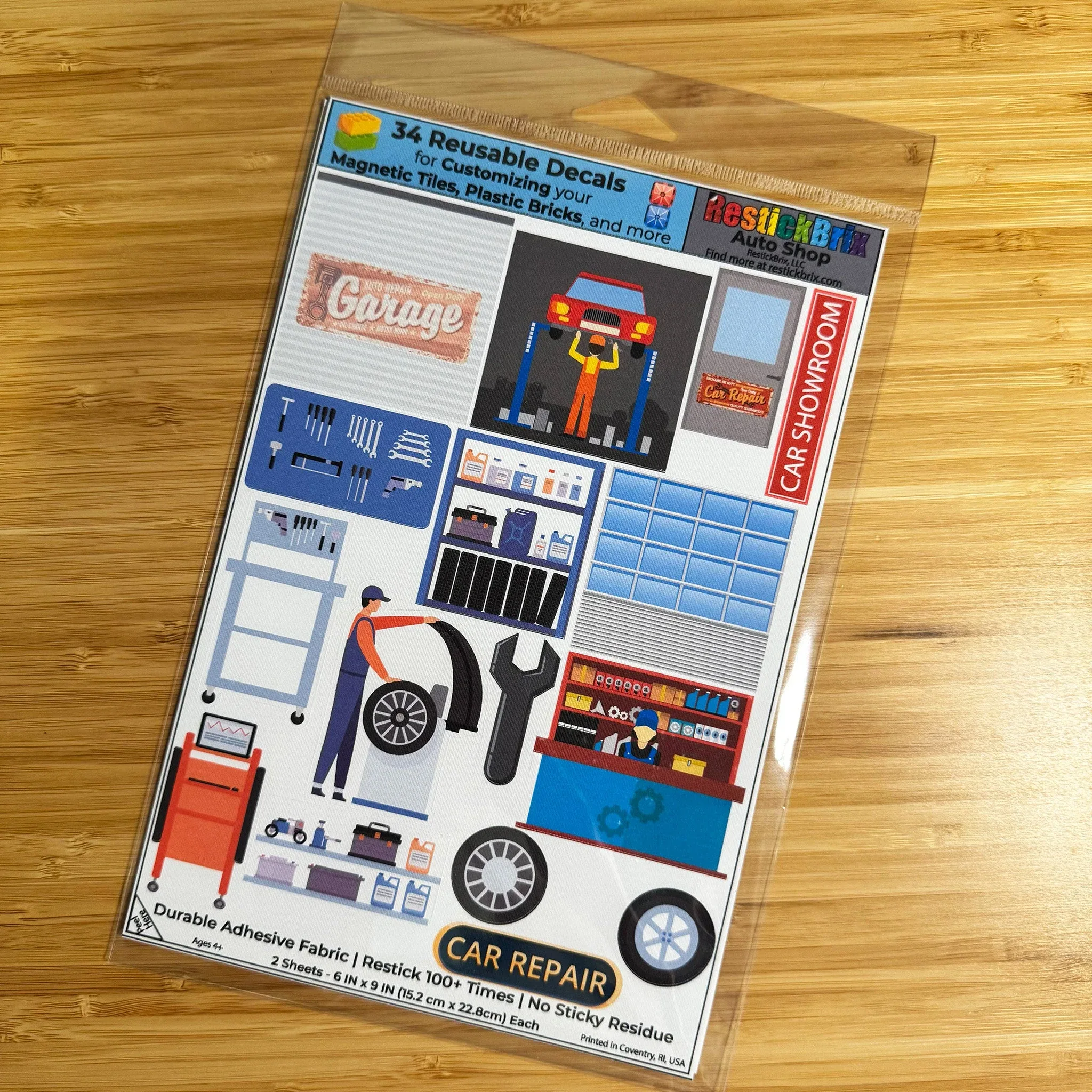 Auto Shop: Reusable Decals for Customizing Magnetic Tiles, Plastic Bricks, and more - Image 2