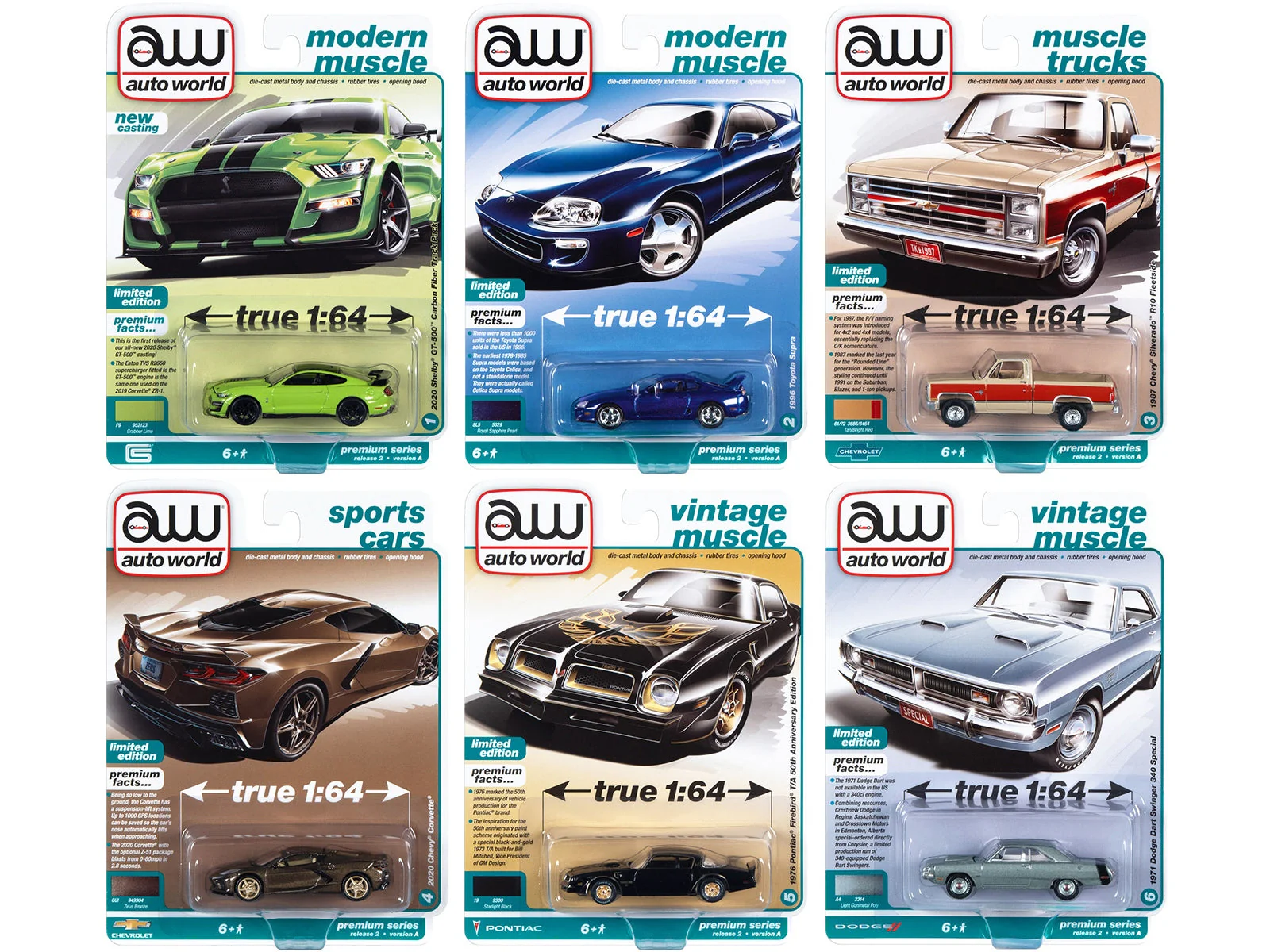 Auto World Premium 2022 Set A of 6 pieces Release 2 1/64 Diecast Model Cars by Auto World - Image 2
