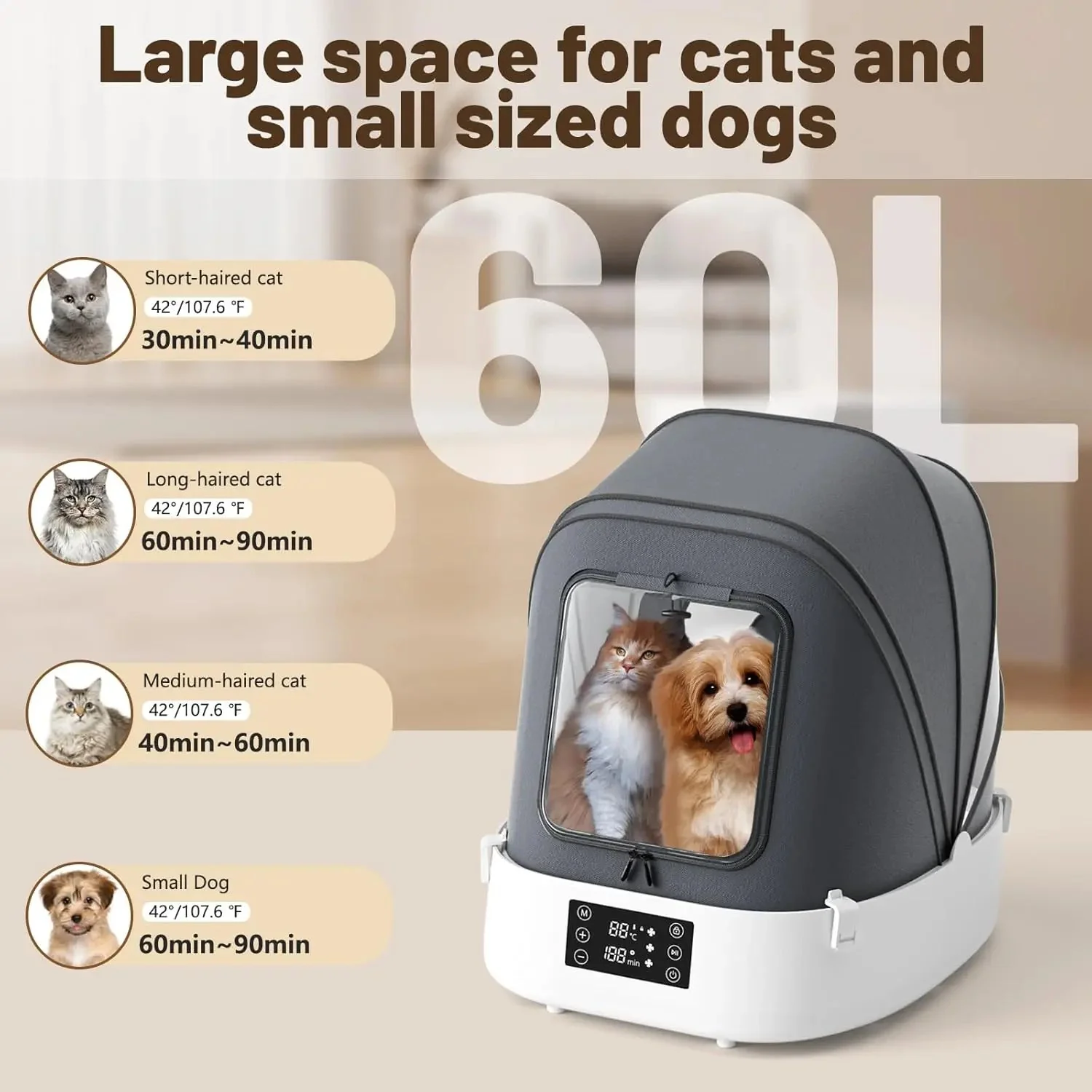 Automatic Foldable Pet Dryer Box 360° Airflow Grooming Blower for Dogs Cats - Image 4
