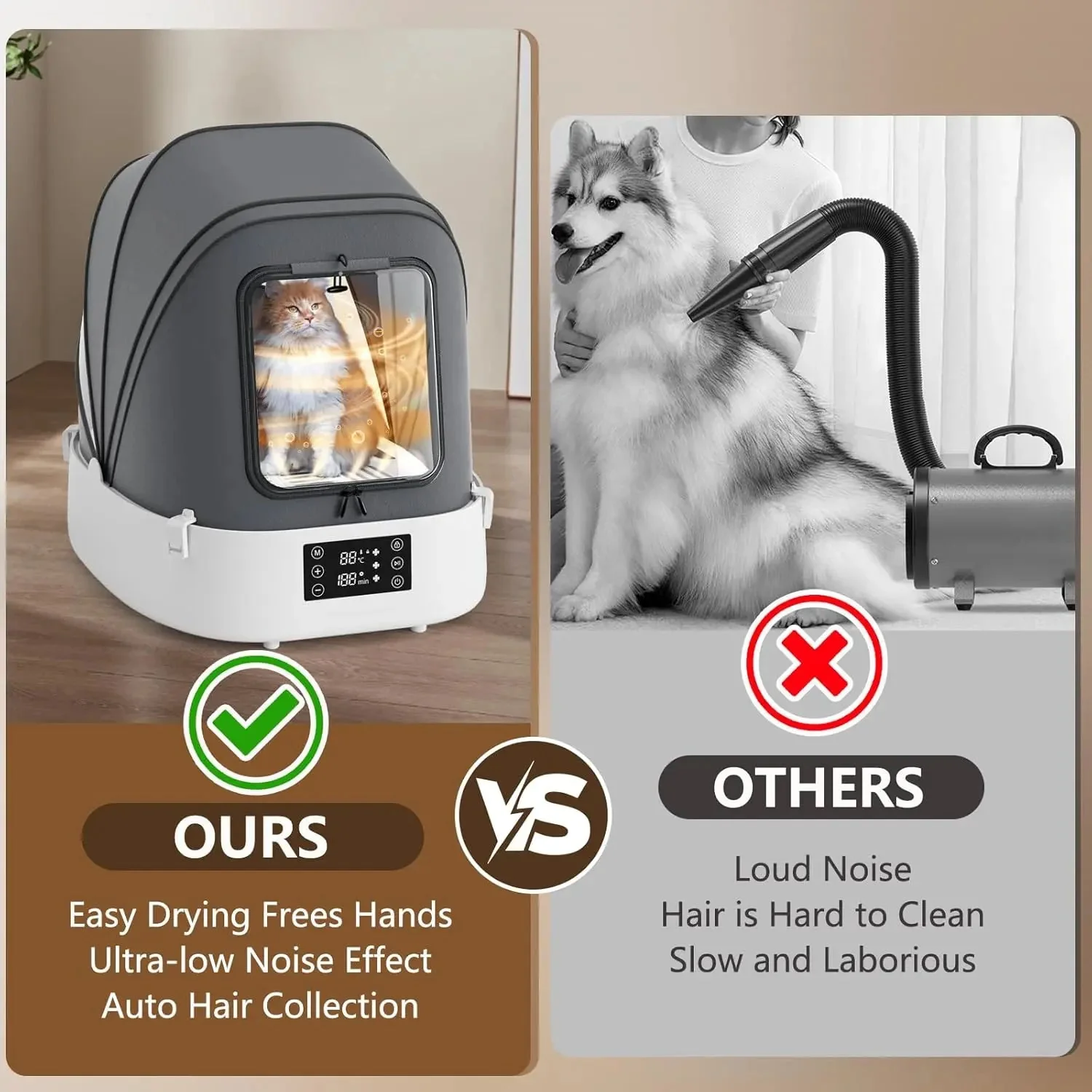 Automatic Foldable Pet Dryer Box 360° Airflow Grooming Blower for Dogs Cats - Image 6
