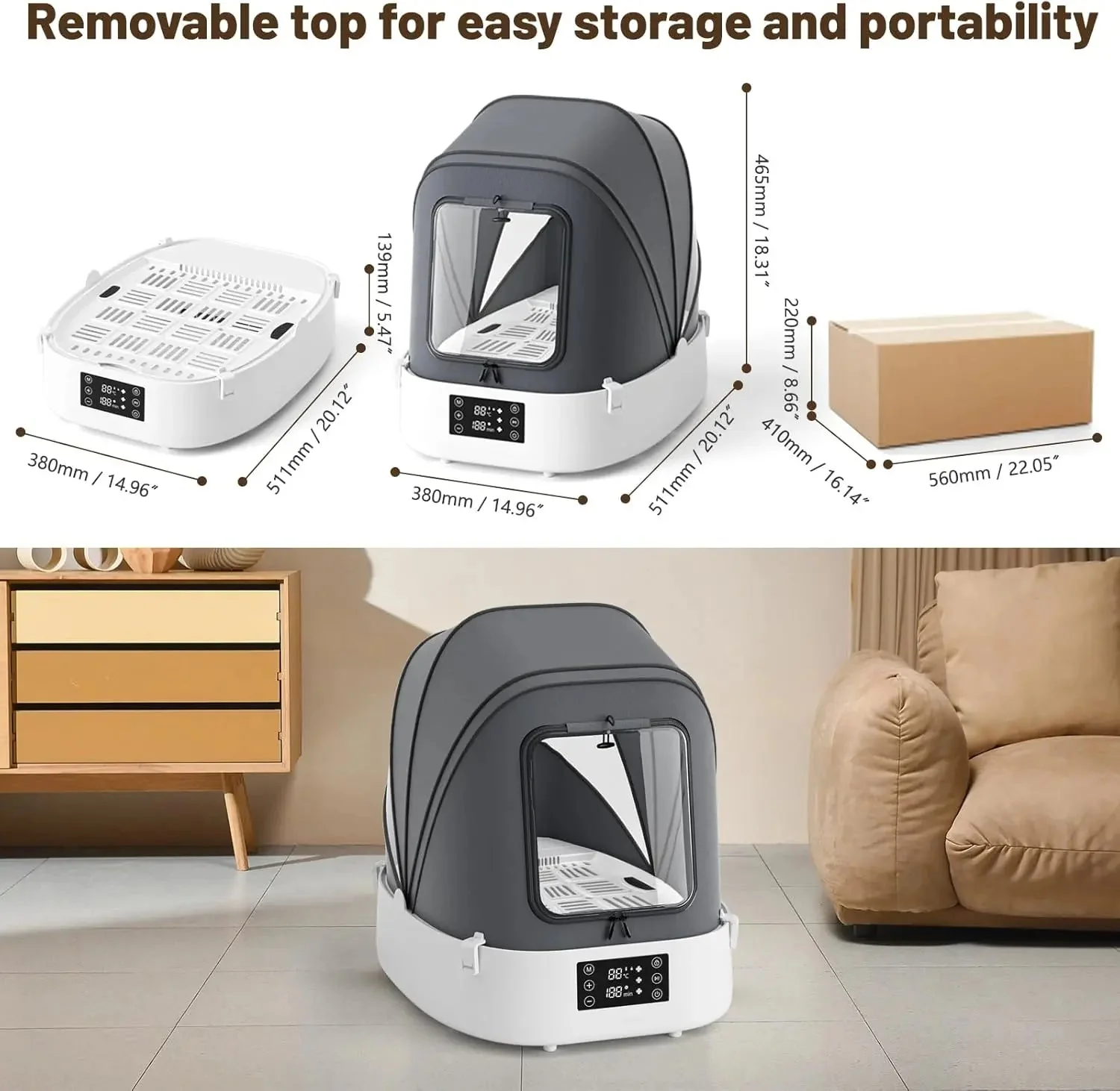 Automatic Foldable Pet Dryer Box 360° Airflow Grooming Blower for Dogs Cats - Image 7