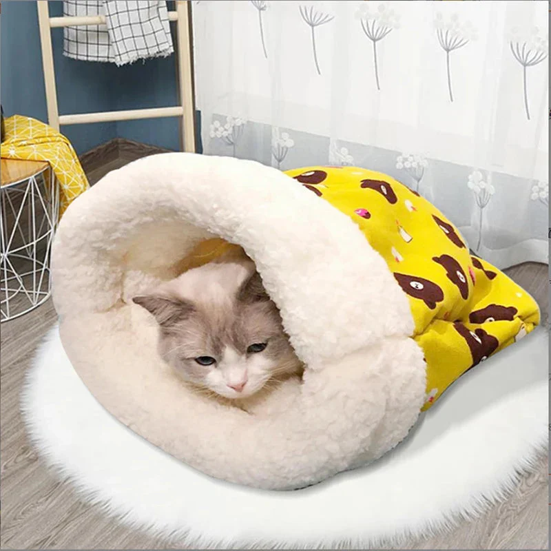 Autumn and winter warm cat kennel, closed cat bed, cute cat sleeping bag, Christmas essential pet supplies - Image 5