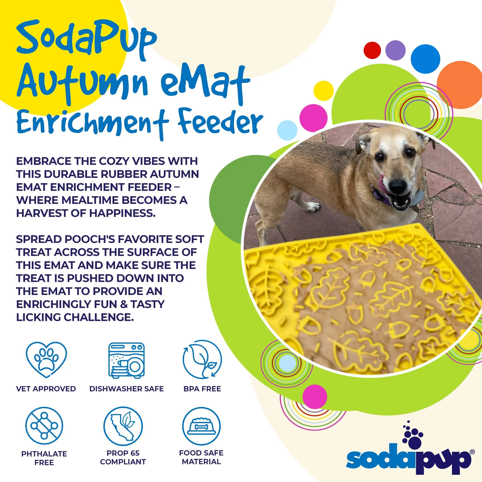 Autumn eMat - Enrichment Lick Mat For Dogs and Cats| Fall Leaves Design | SodaPup - Image 2
