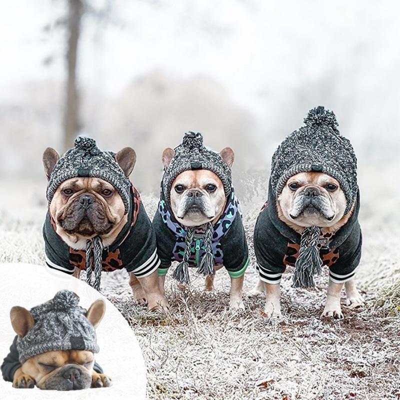 Autumn Winter Warm Knitted Pet Hats With Fluffy Ball - Image 19